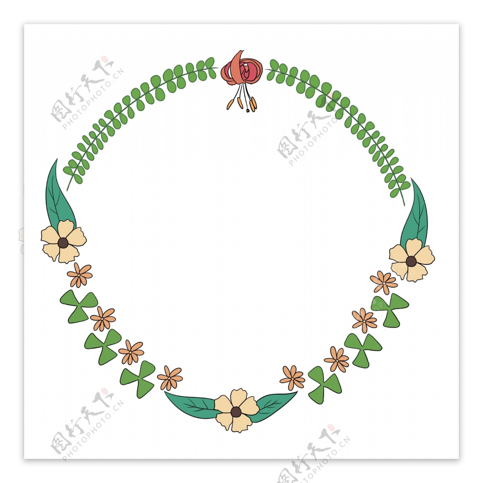 绿色的花环装饰插画