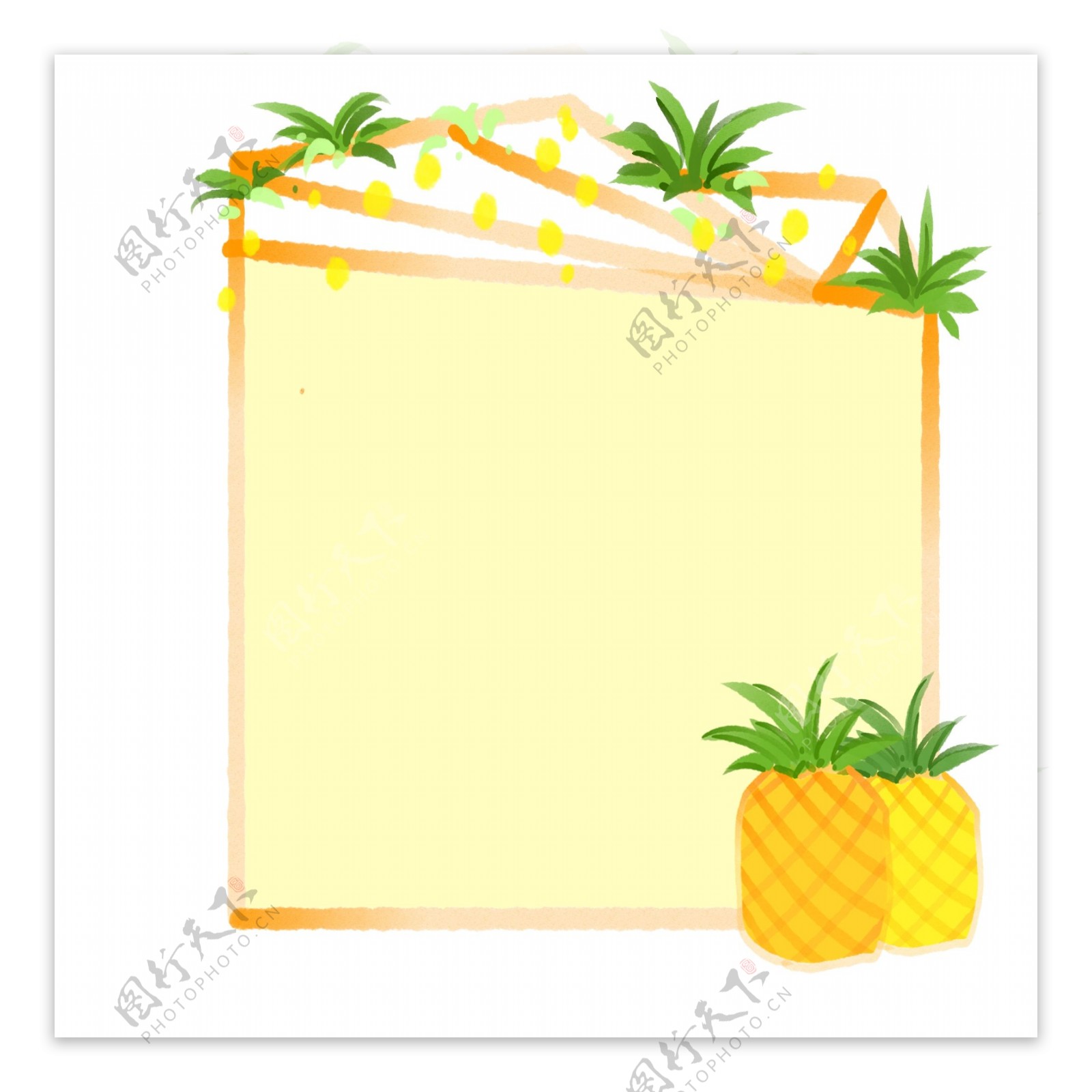 黄色菠萝边框插画