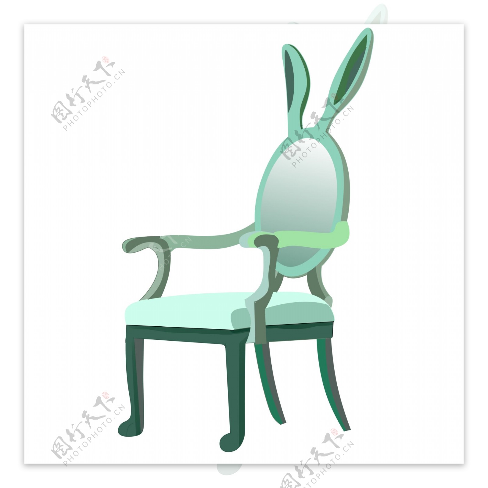 绿色卡通座椅插画