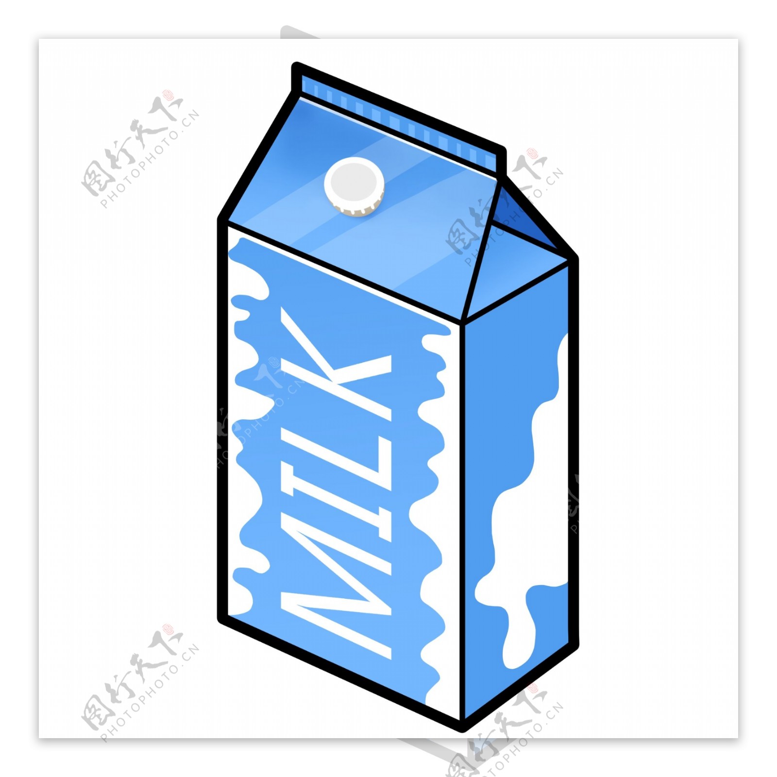 立体蓝色盒装牛奶