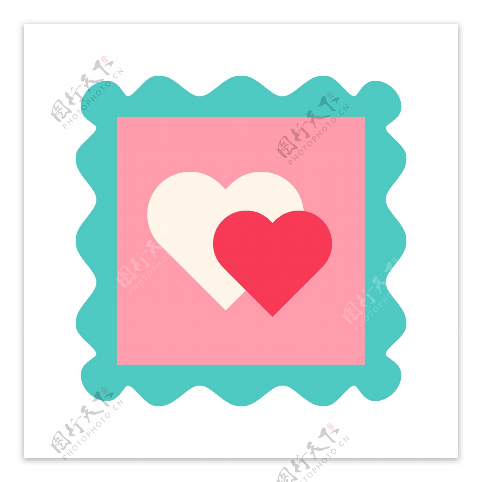 粉色扁平情人节爱心邮票图标
