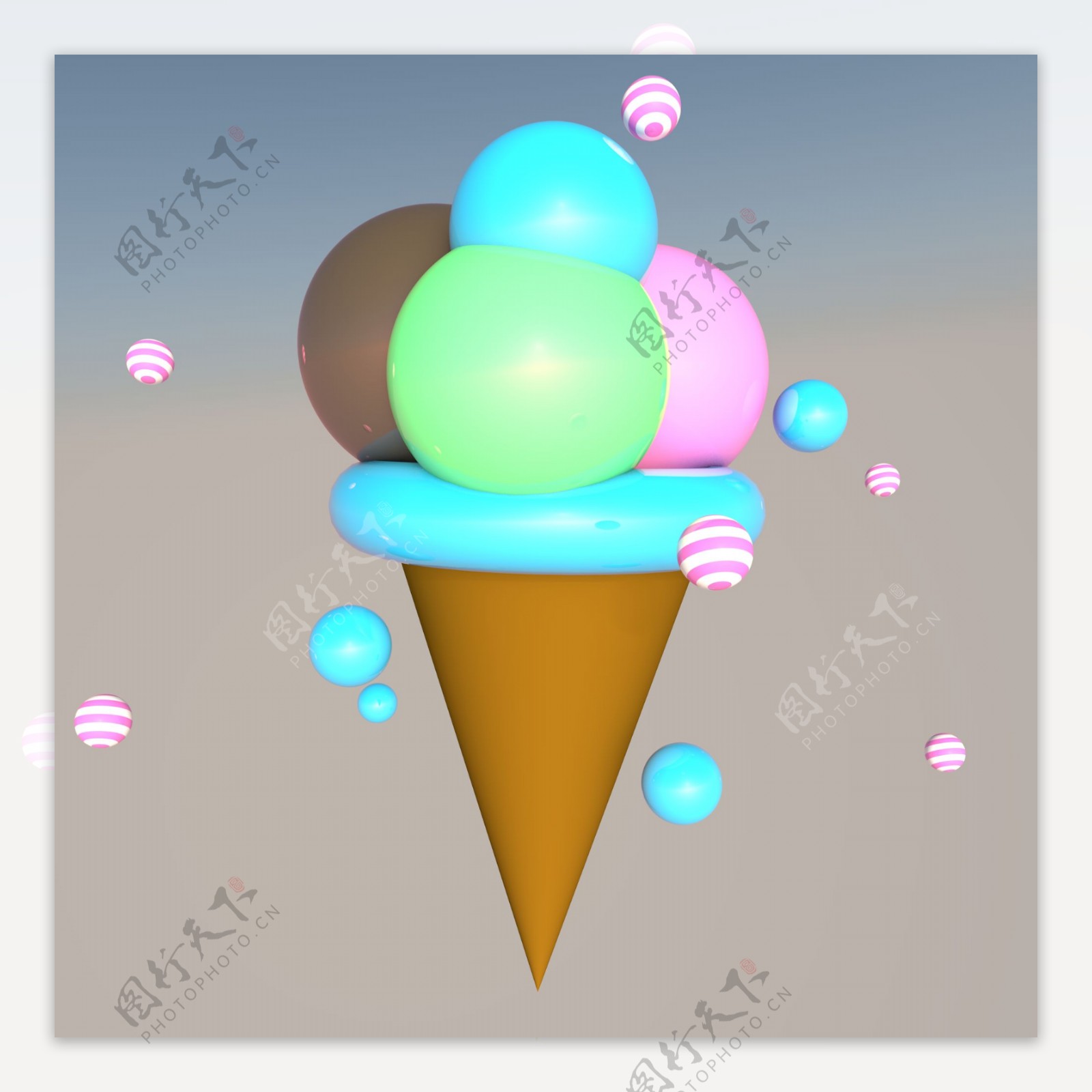 夏季雪球冰淇淋