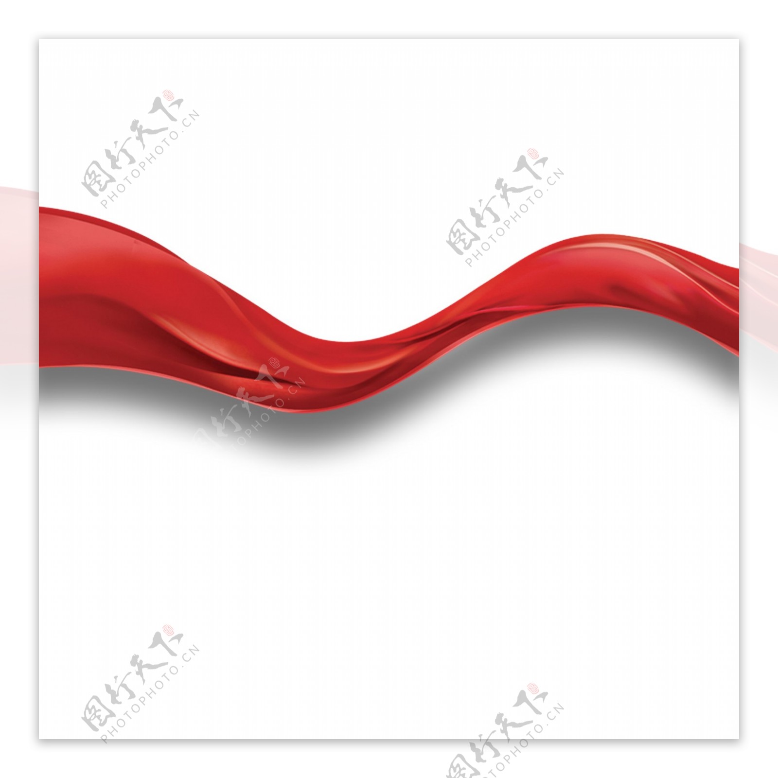 红色弯曲绸子元素