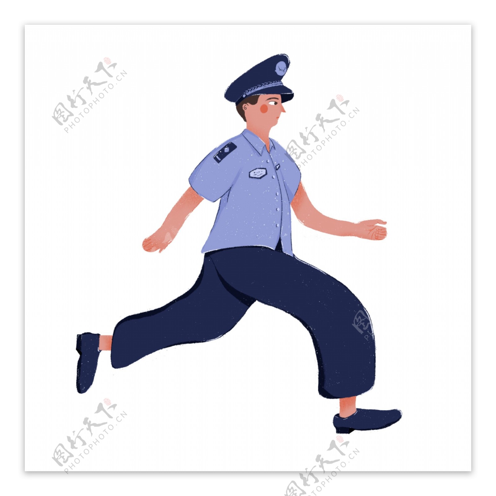 奔跑的卡通警察