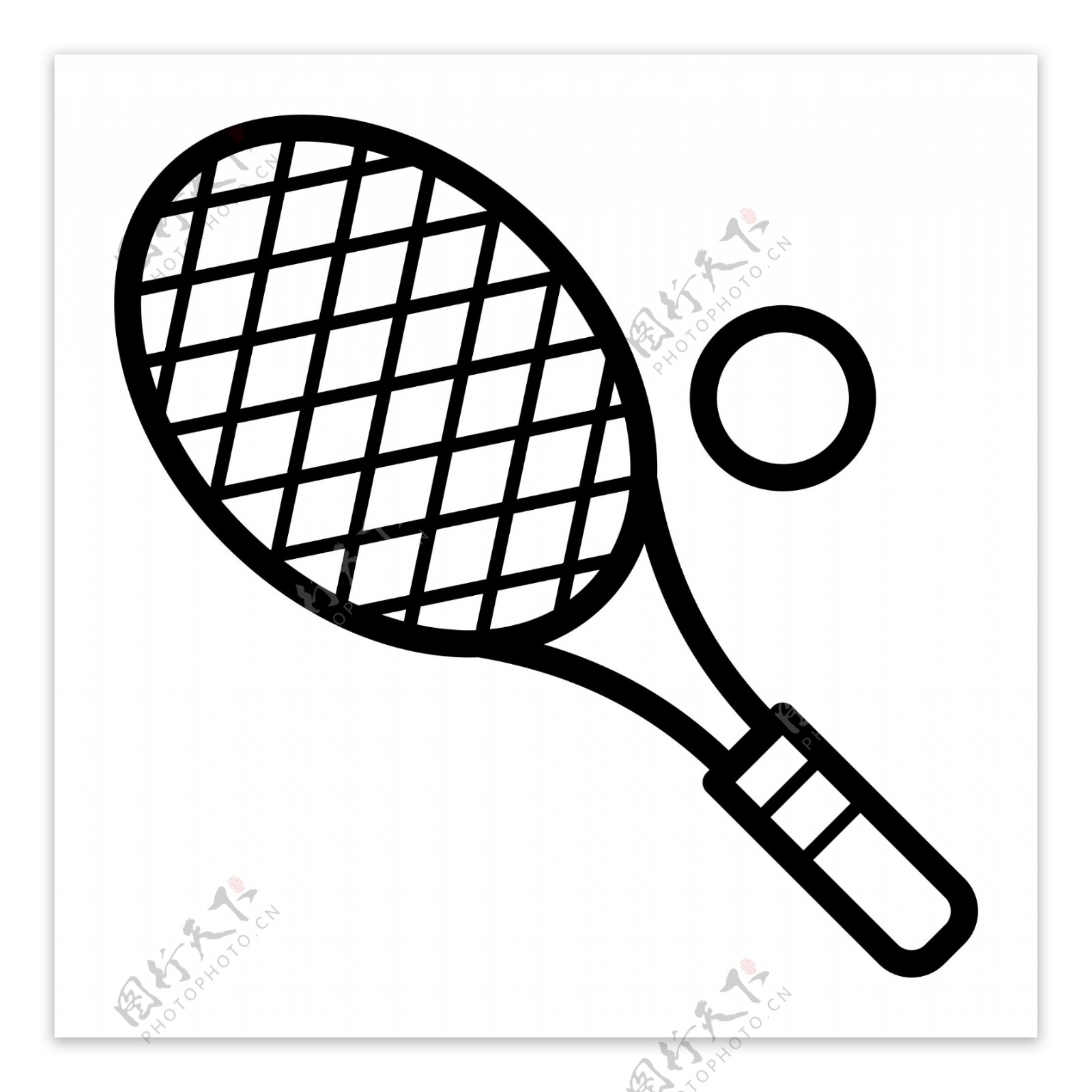 黑色圆弧网球拍子元素
