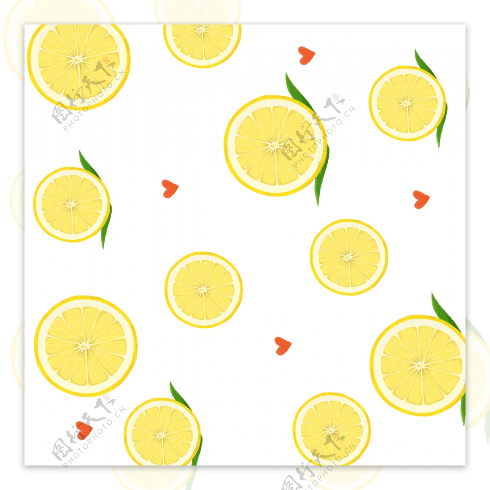 夏季水果柠檬平铺