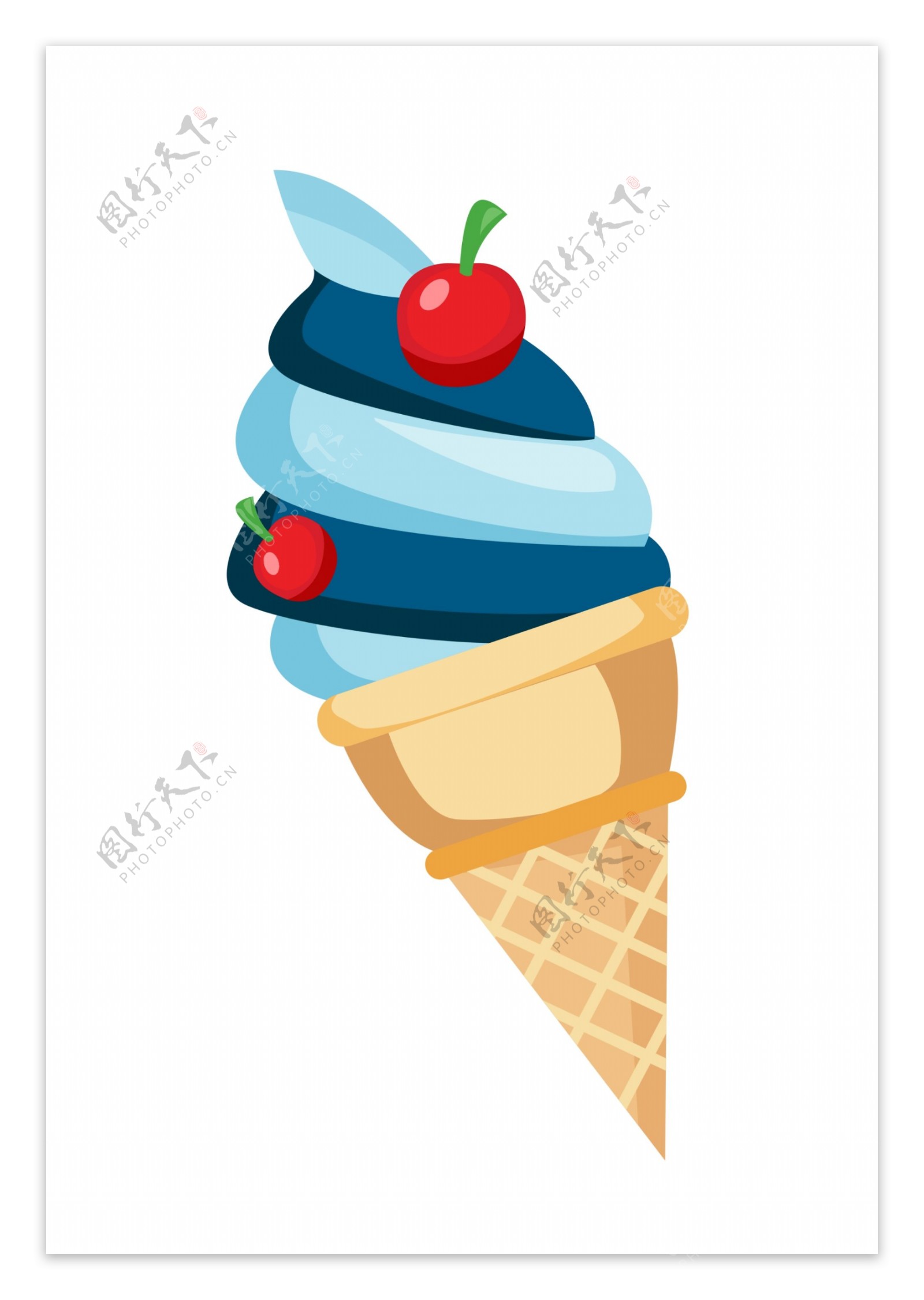 小吃冰淇淋的插画