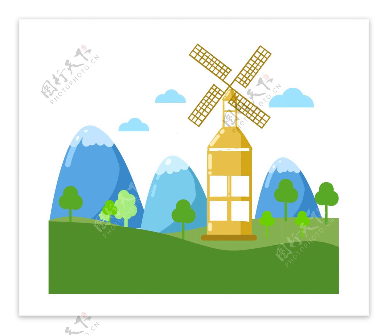 风车环保装饰插画