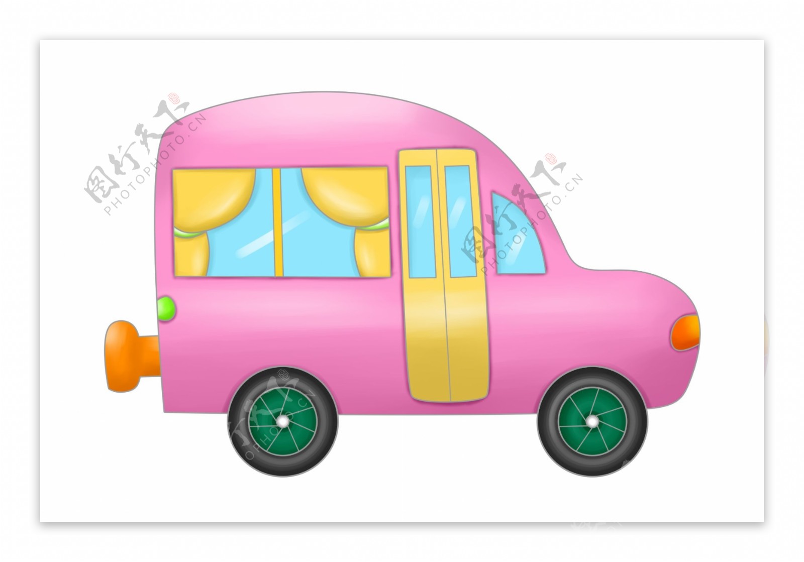 粉色的小汽车插画