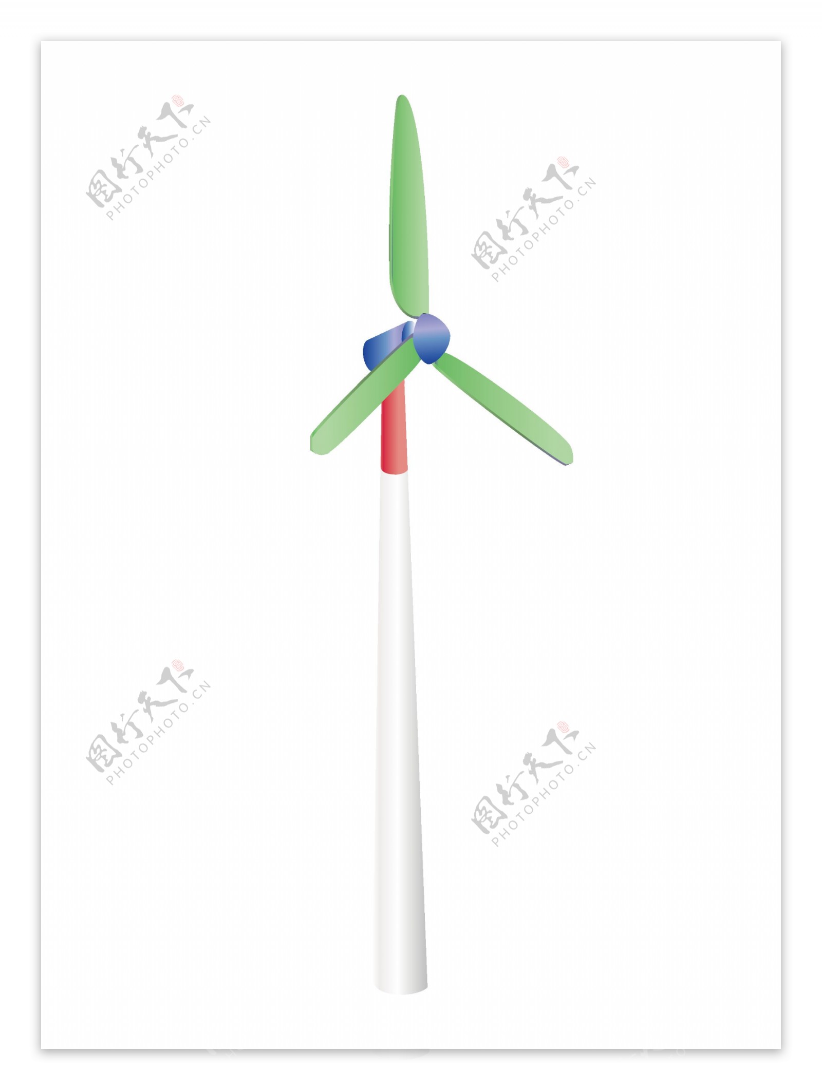 绿色的风力发电风车插画