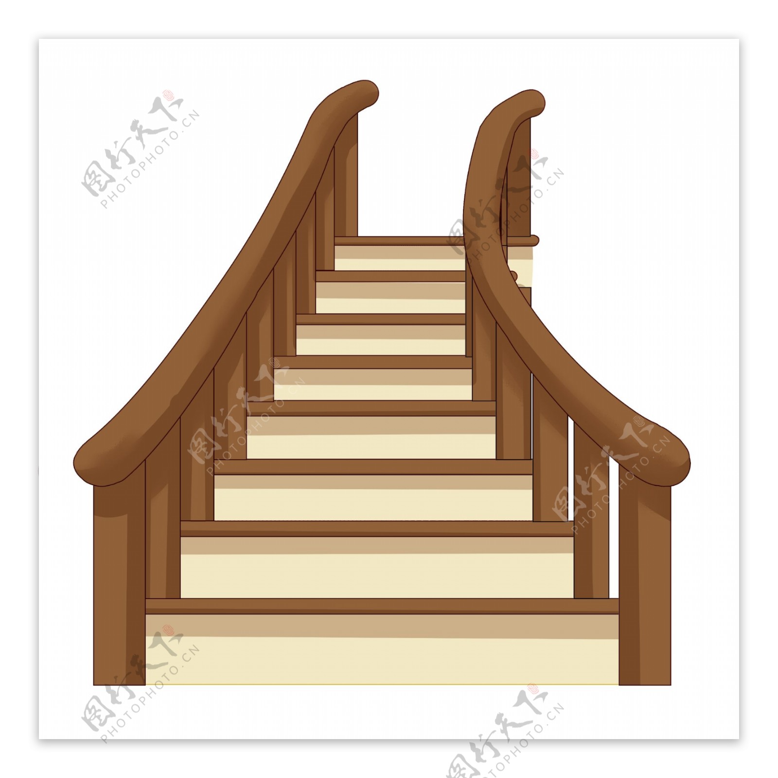 木质的楼梯阶梯插画