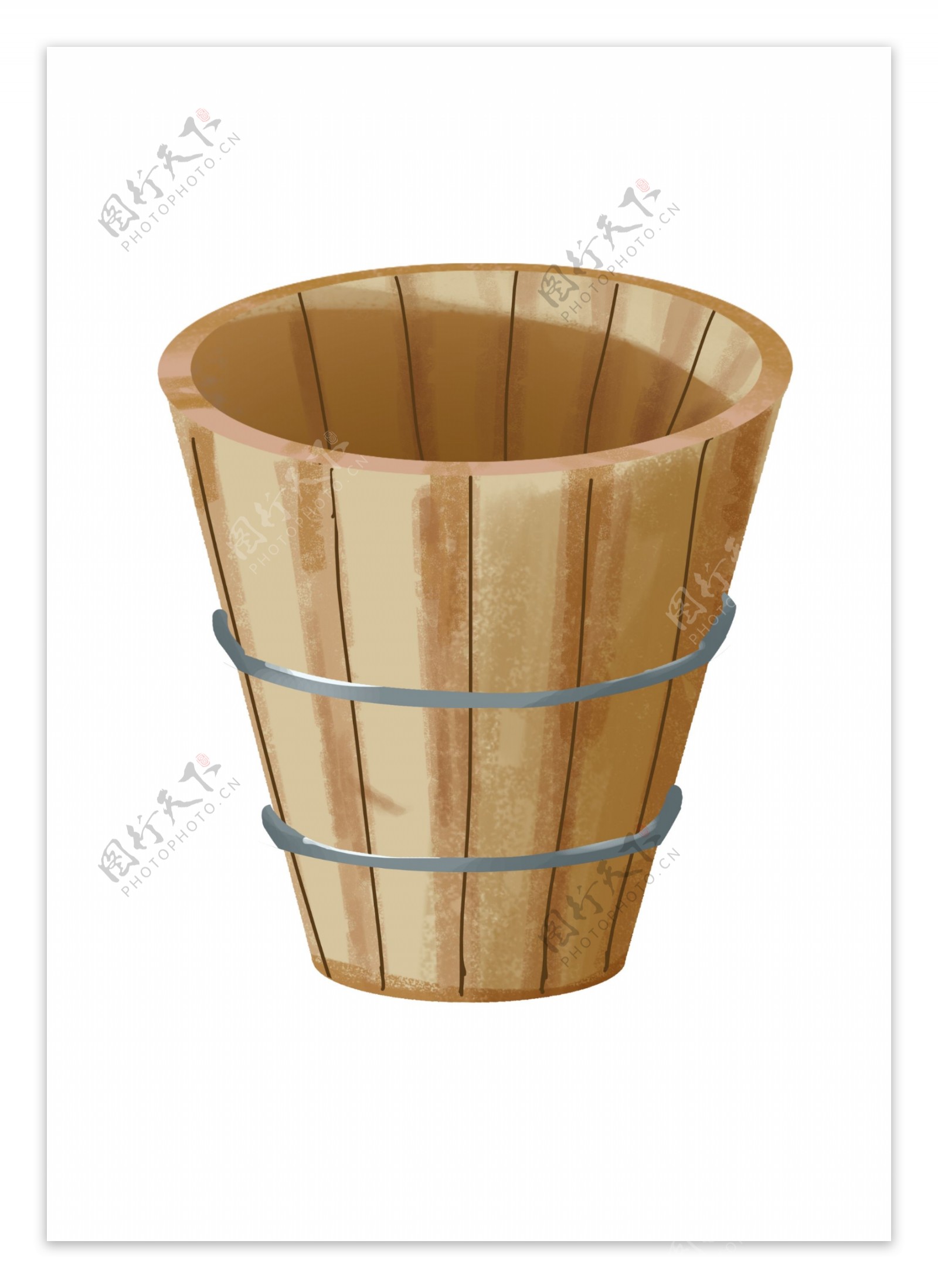 木质水桶卡通插画