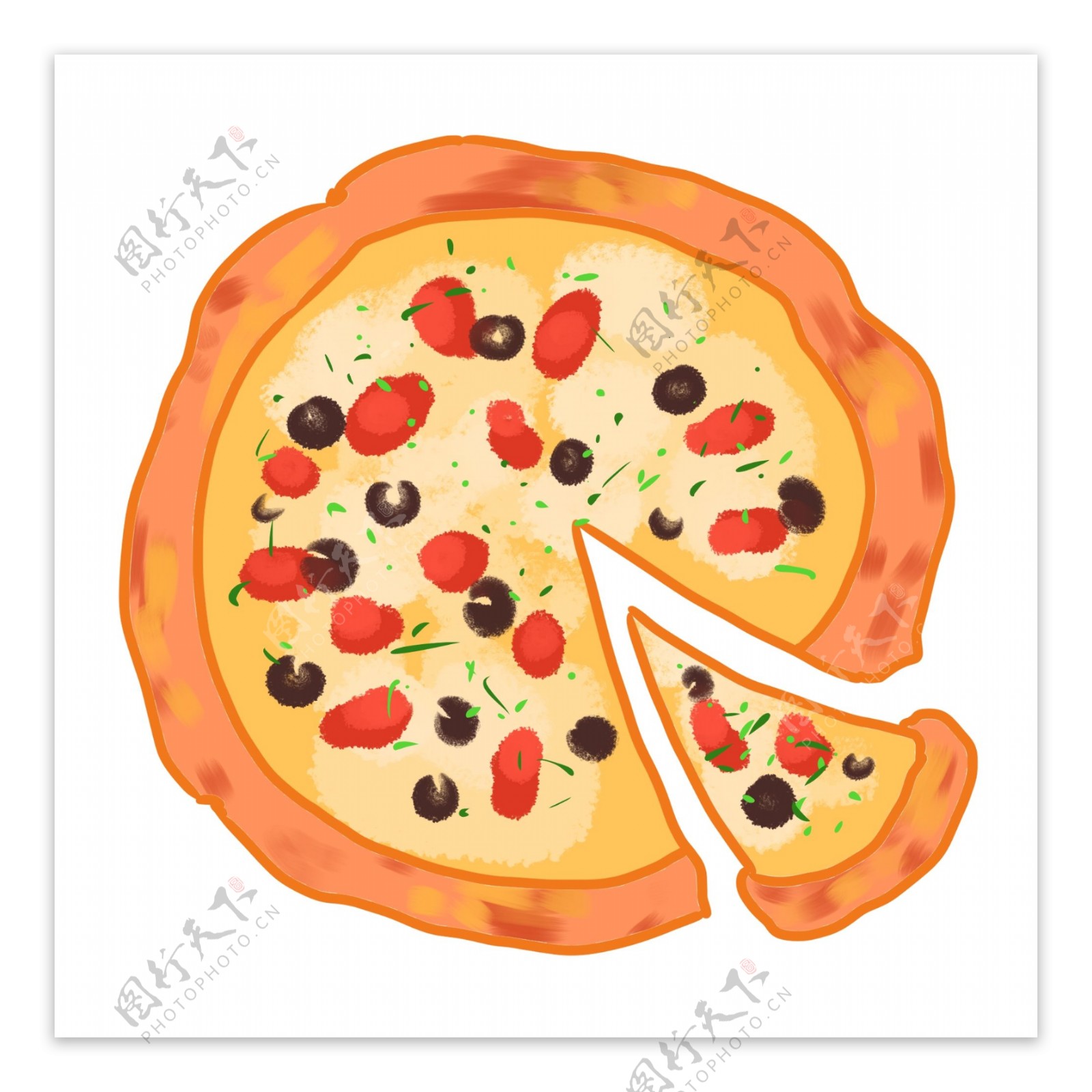 披萨小吃卡通插画
