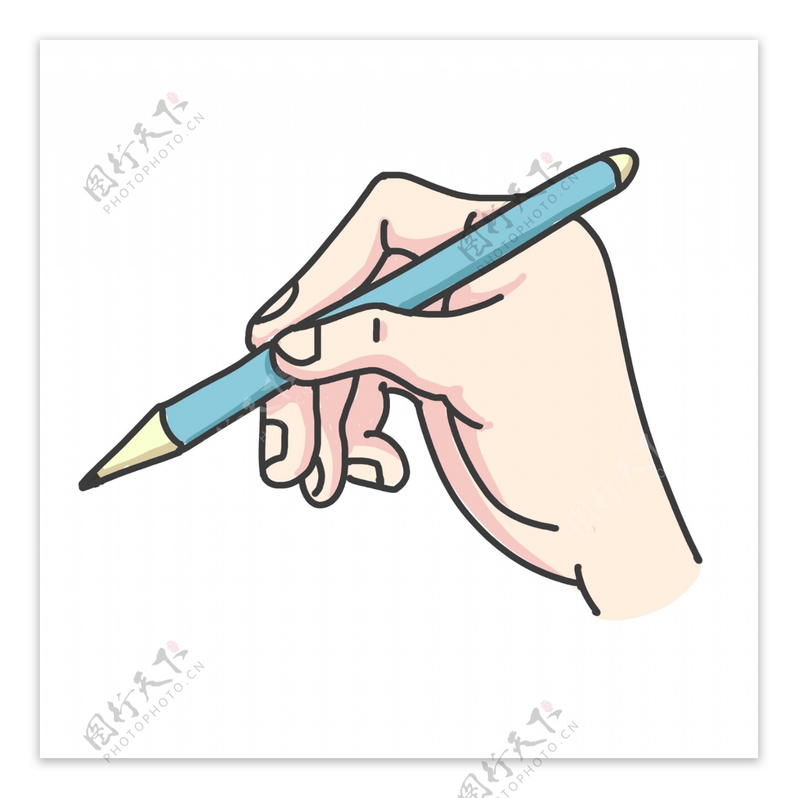写字拿笔的手势插画