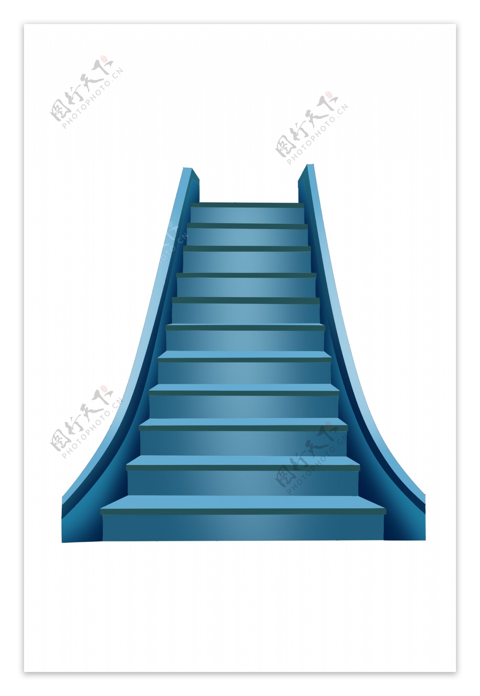 精致的蓝色楼梯插图
