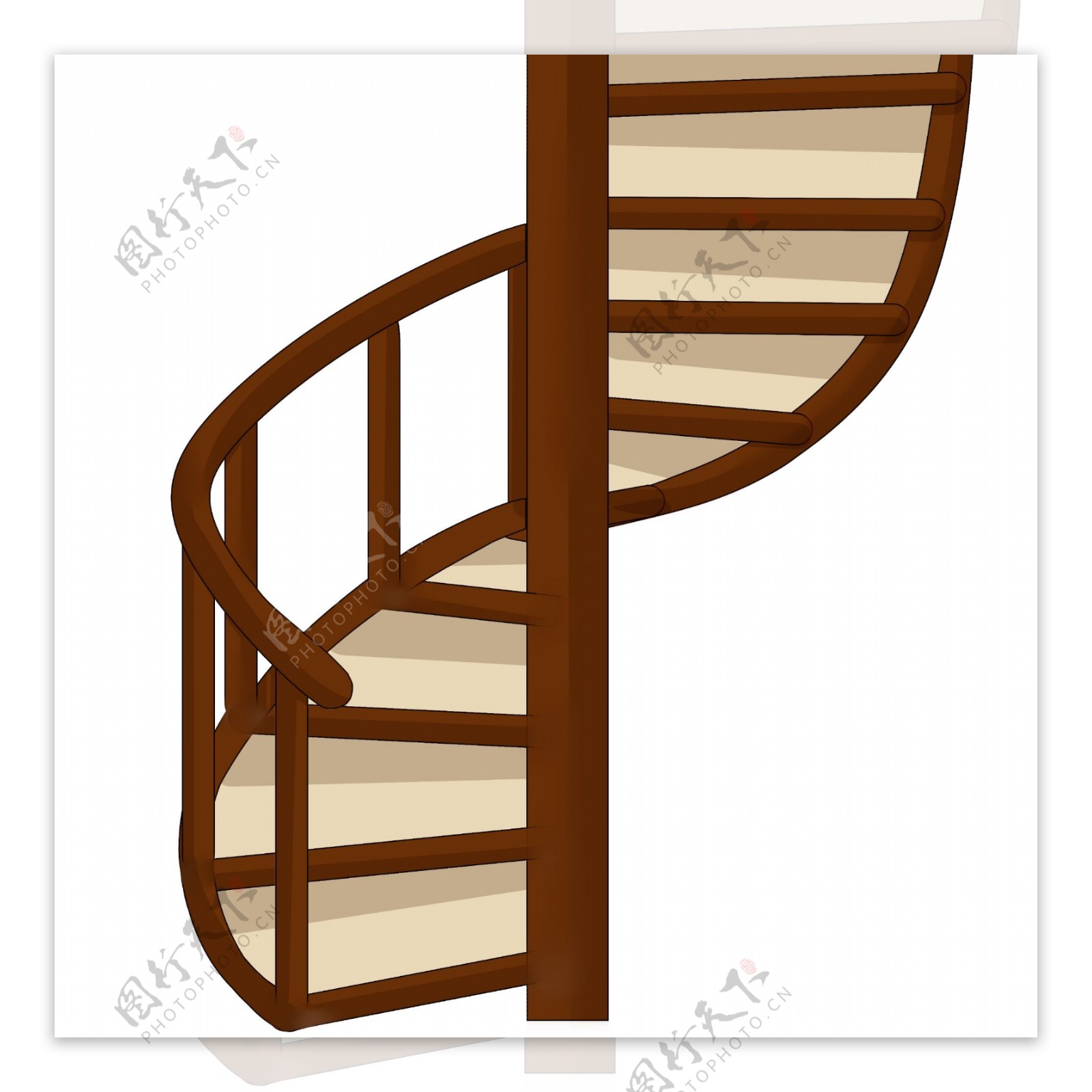 木质旋转楼梯插画