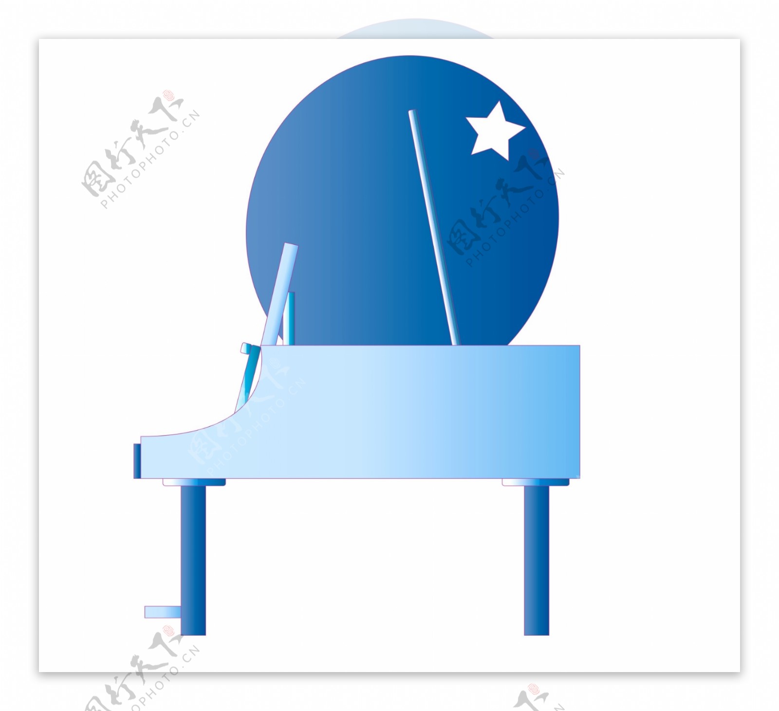 精致的蓝色钢琴插图