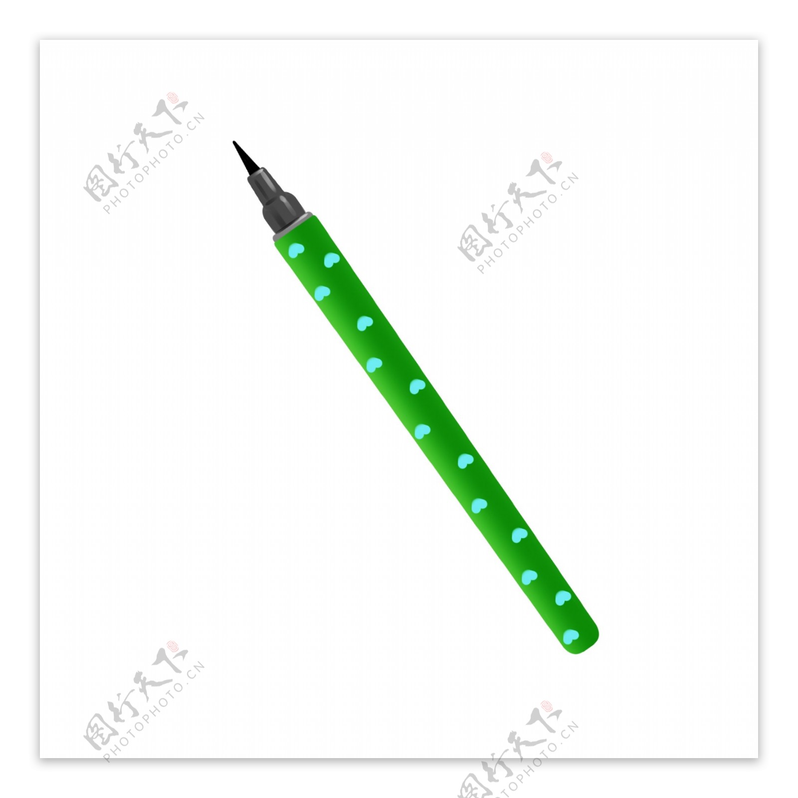 绿色的中性笔笔插图