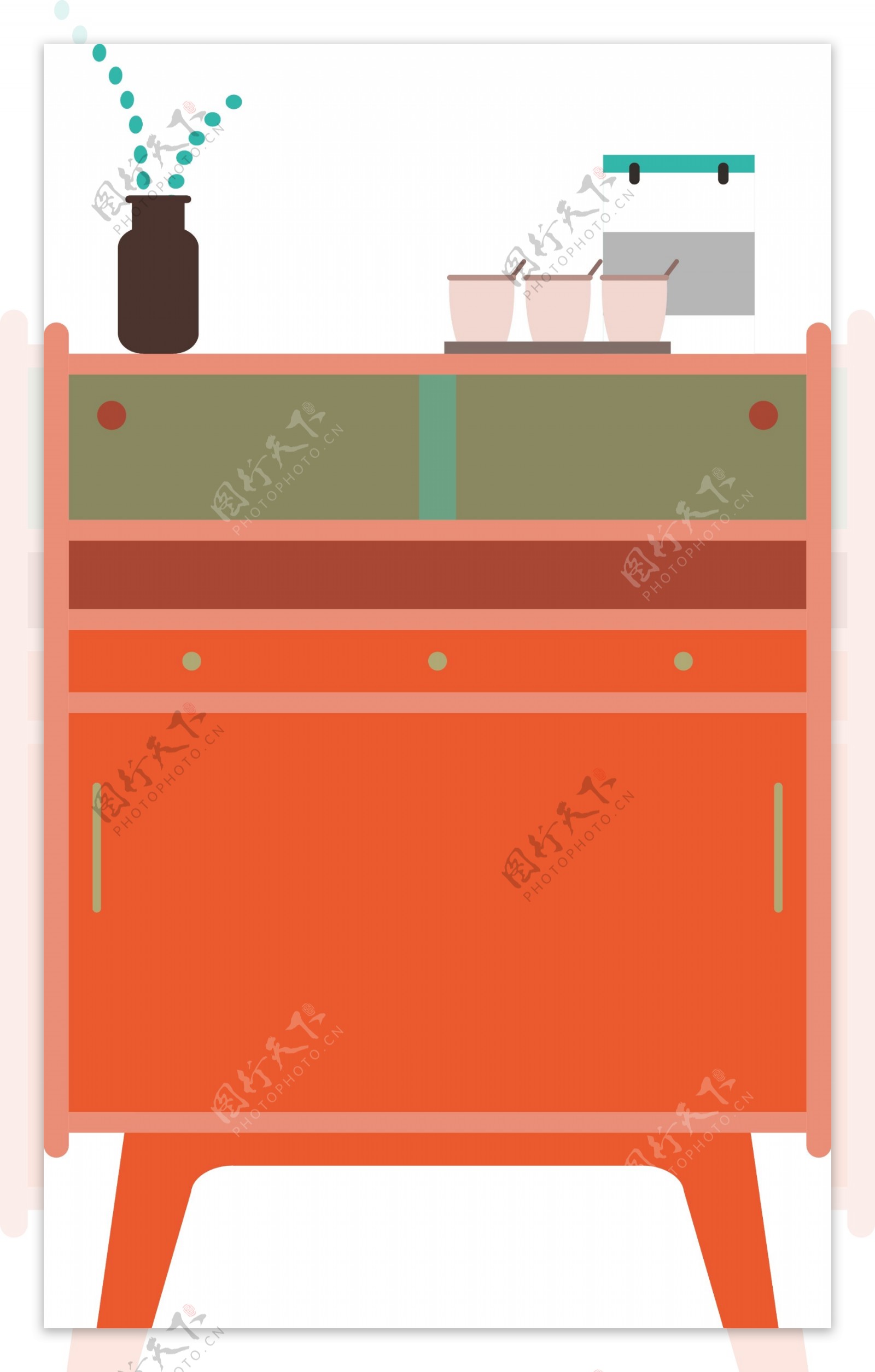 橘色的柜子装饰插画
