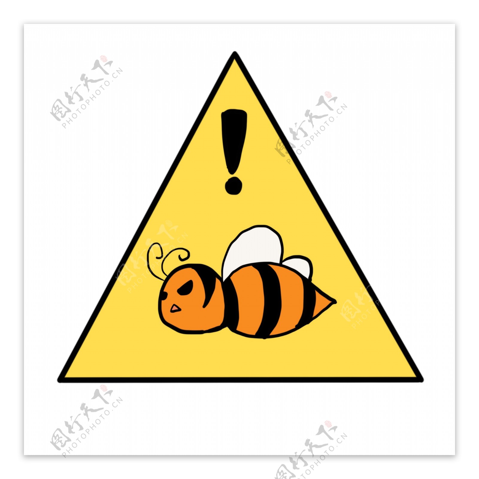 蜜蜂出没警示牌插画