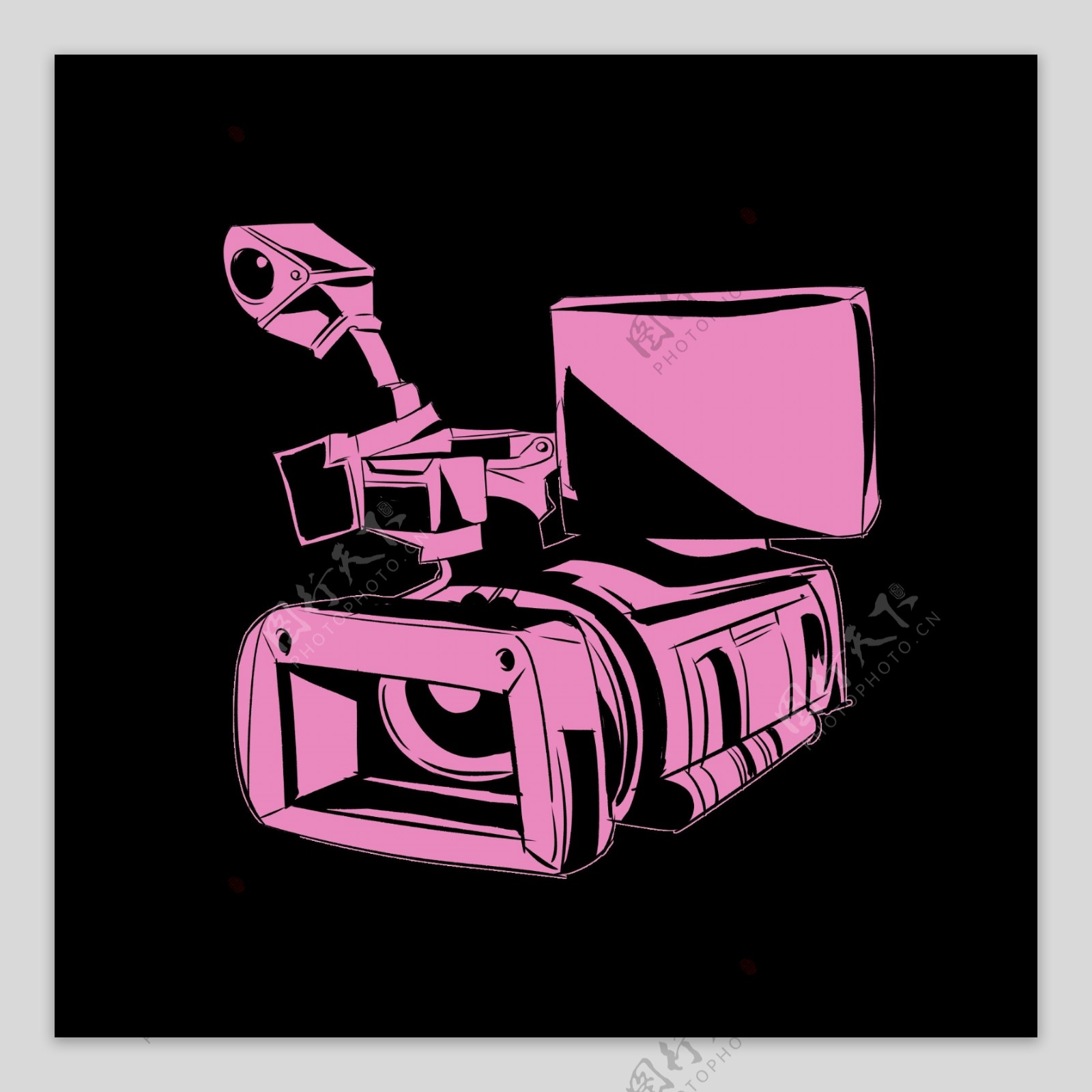 粉色的摄像机插画