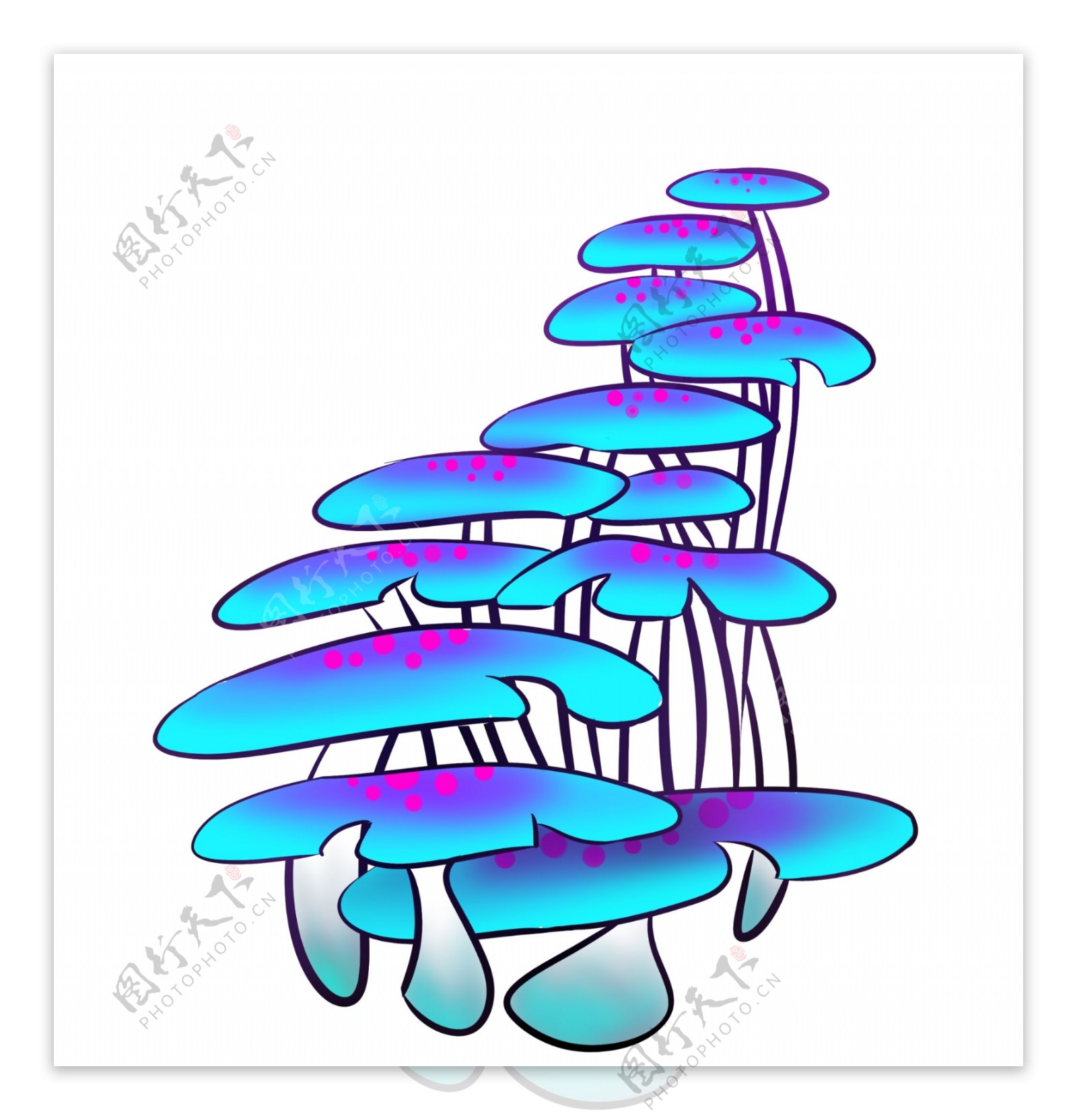 唯美蓝色蘑菇梯子