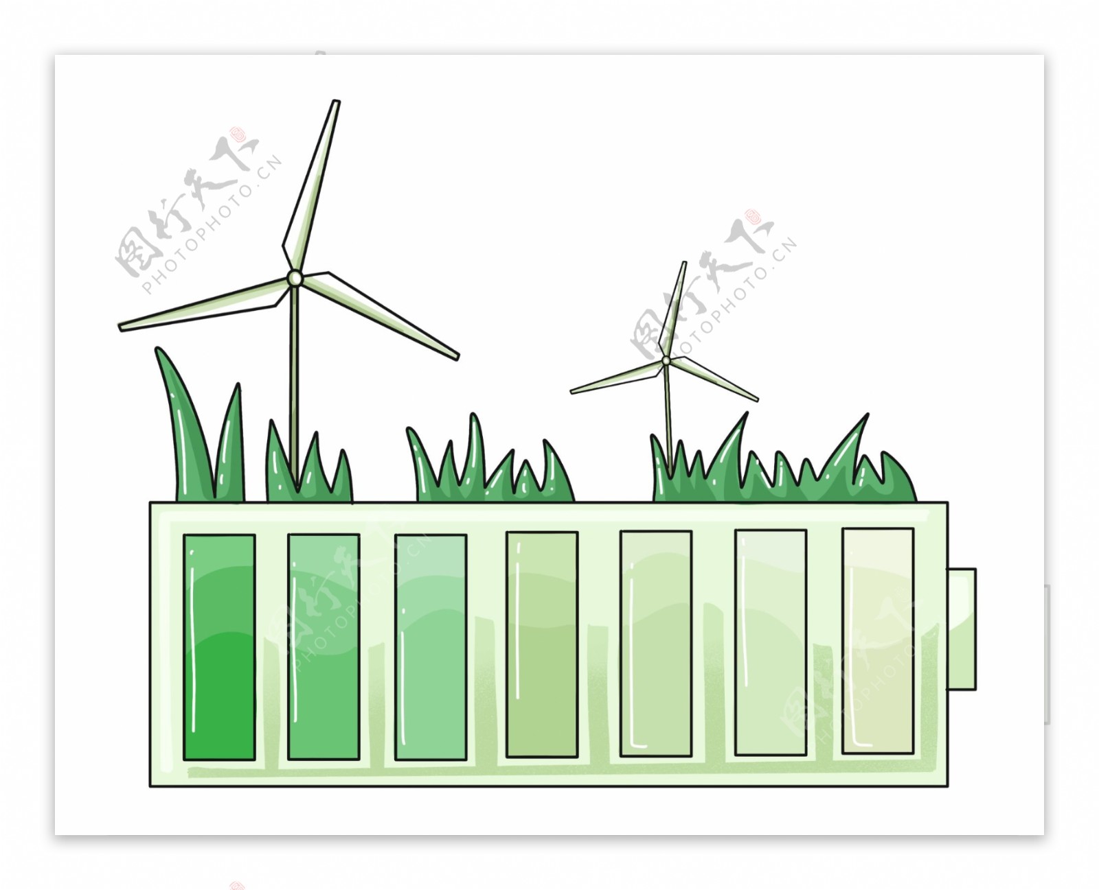环保植物和风车插画