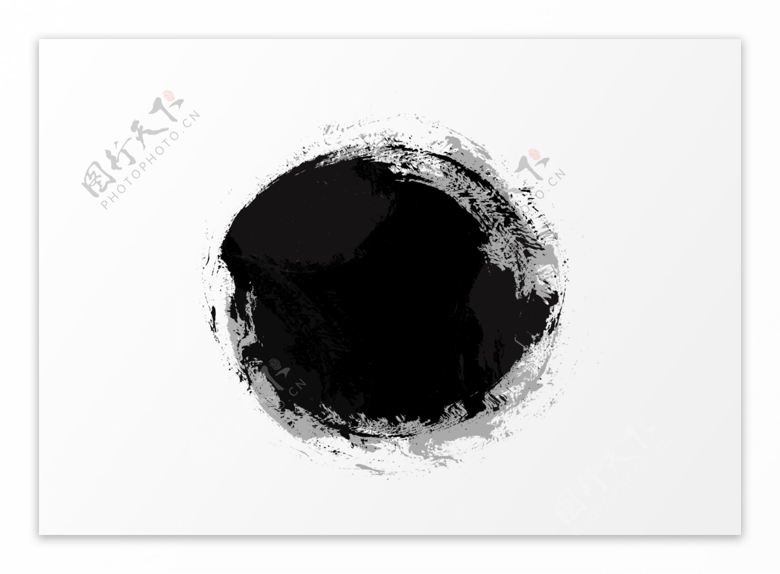黑色水墨边框圆形泼墨元素