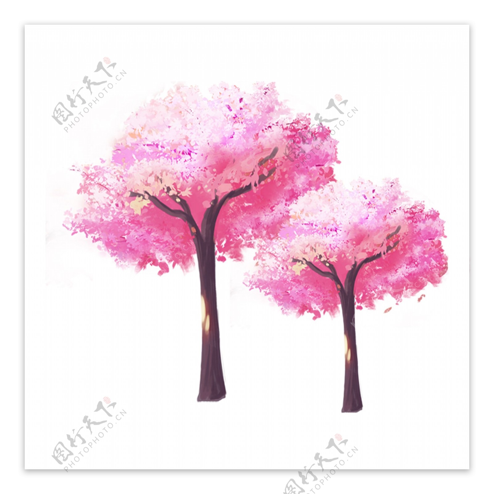 卡通粉色樱花树透明装饰素材