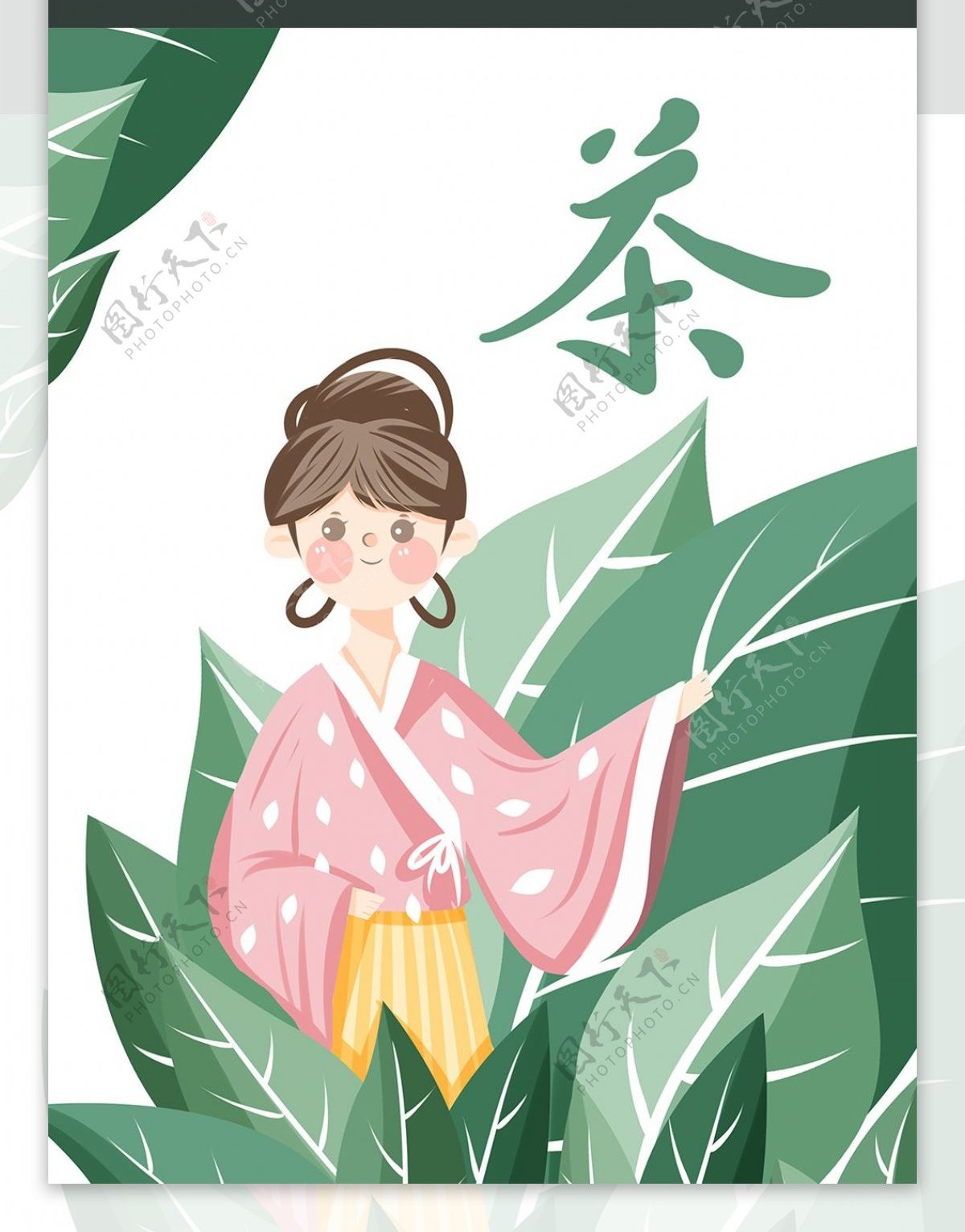 可爱茶叶产品包装插画设计4