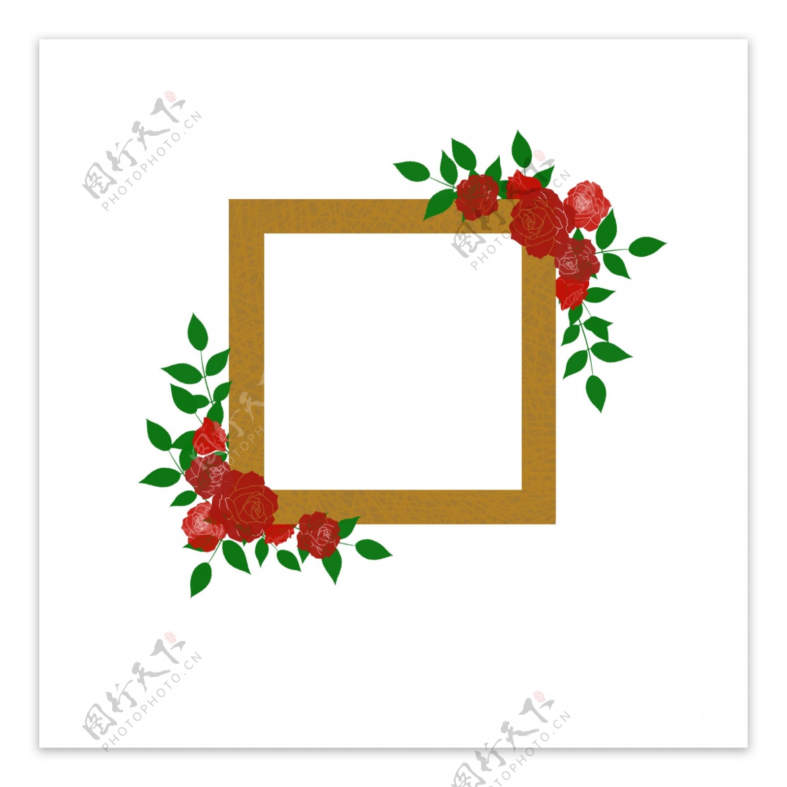 复古风格红玫瑰花环花框