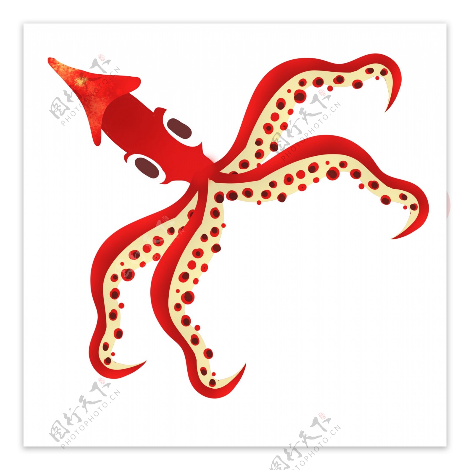 红色八爪鱼装饰插画