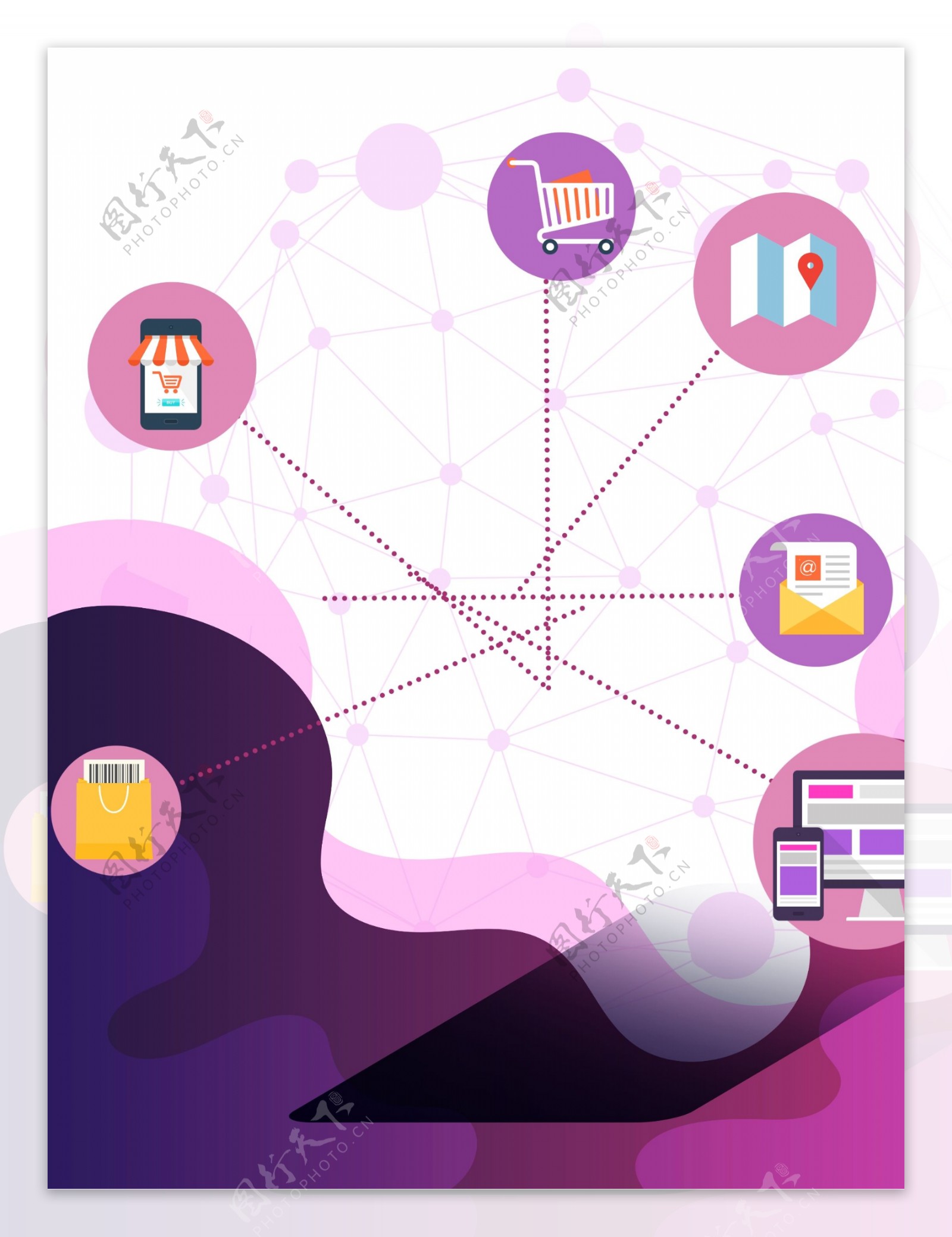 紫色5G互联网背景素材