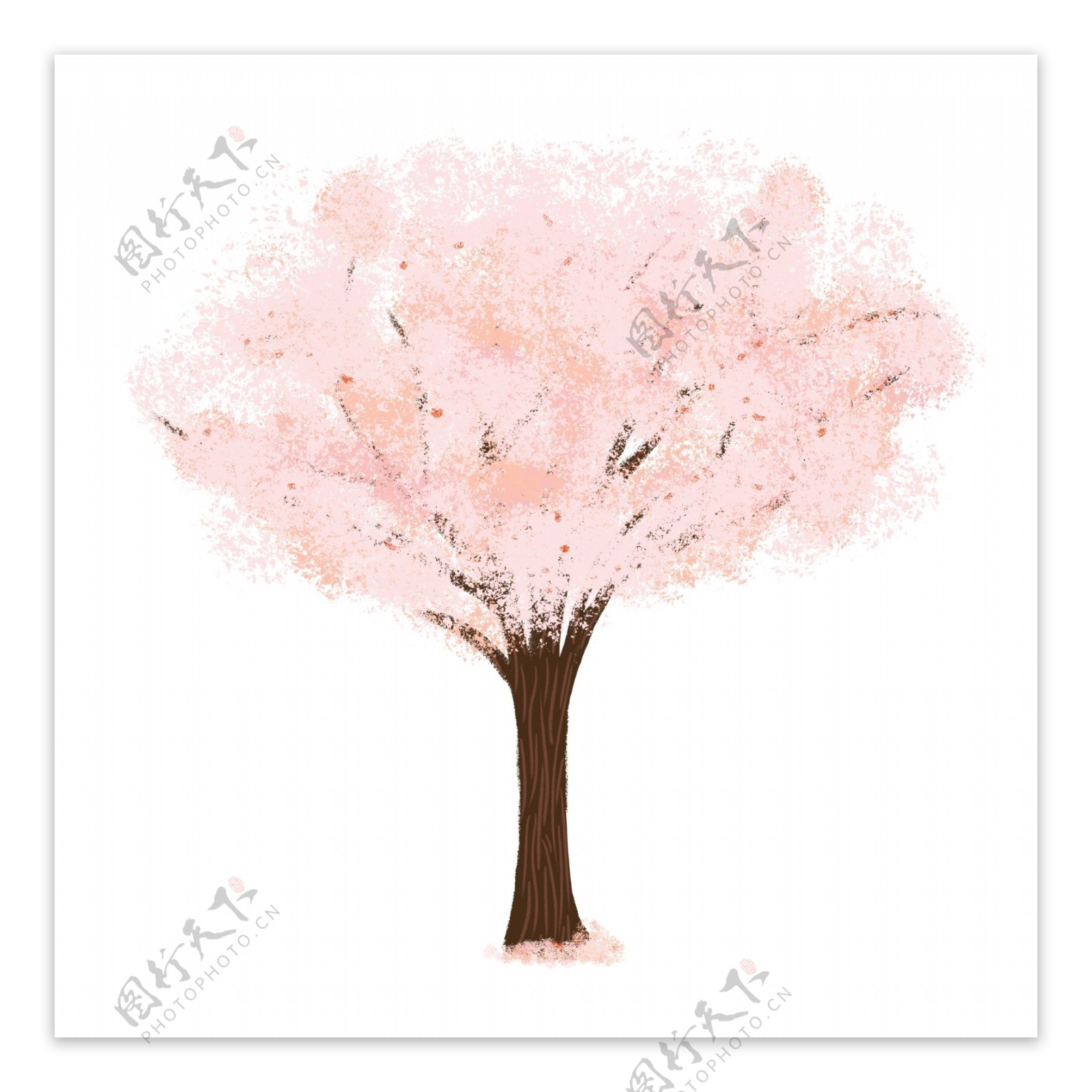 卡通淡粉色樱花树