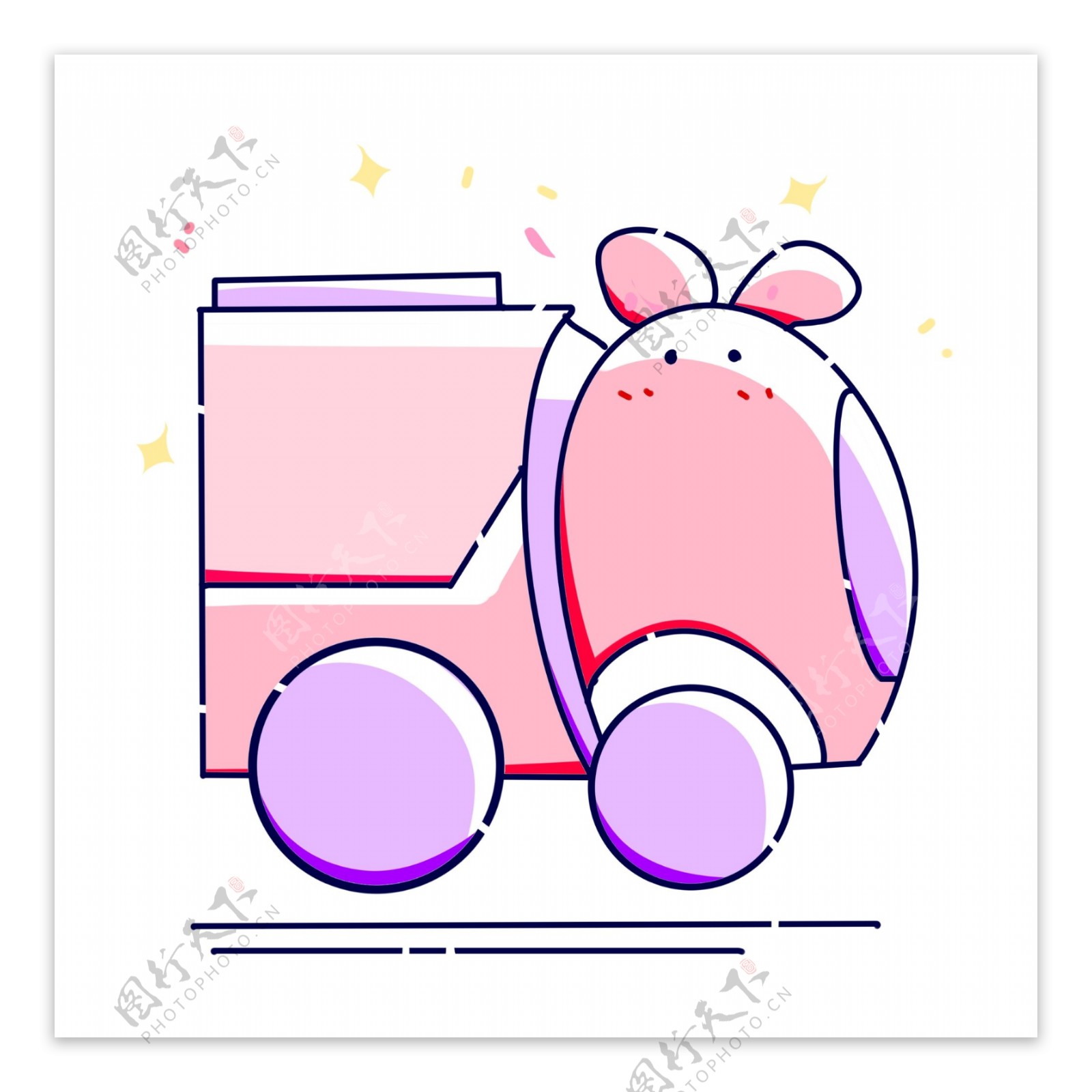 卡通粉色小汽车