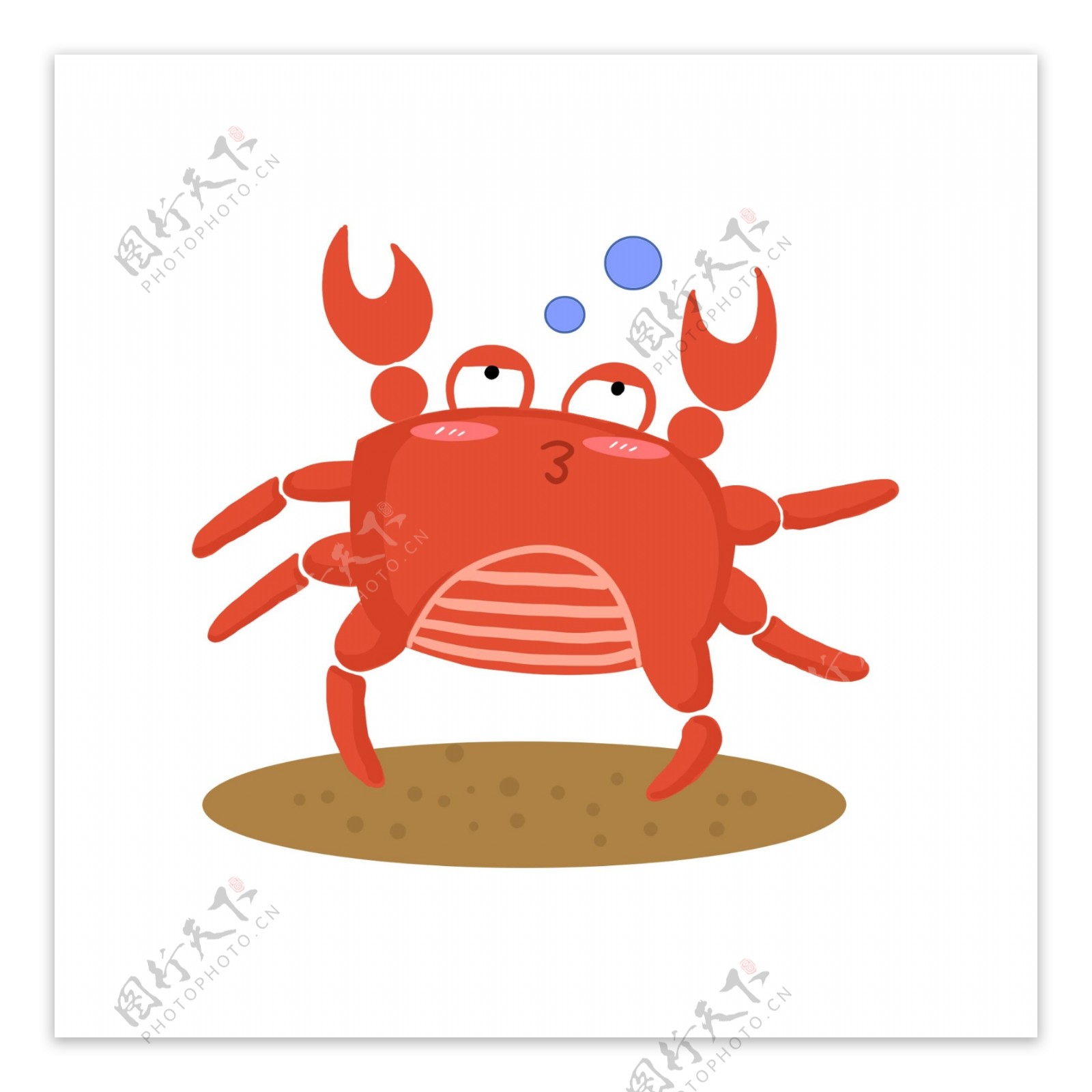 红色吐泡泡螃蟹