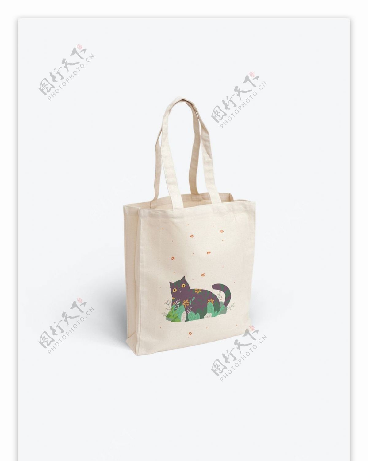 帆布袋设计包装猫咪清新萌植物森系小可爱