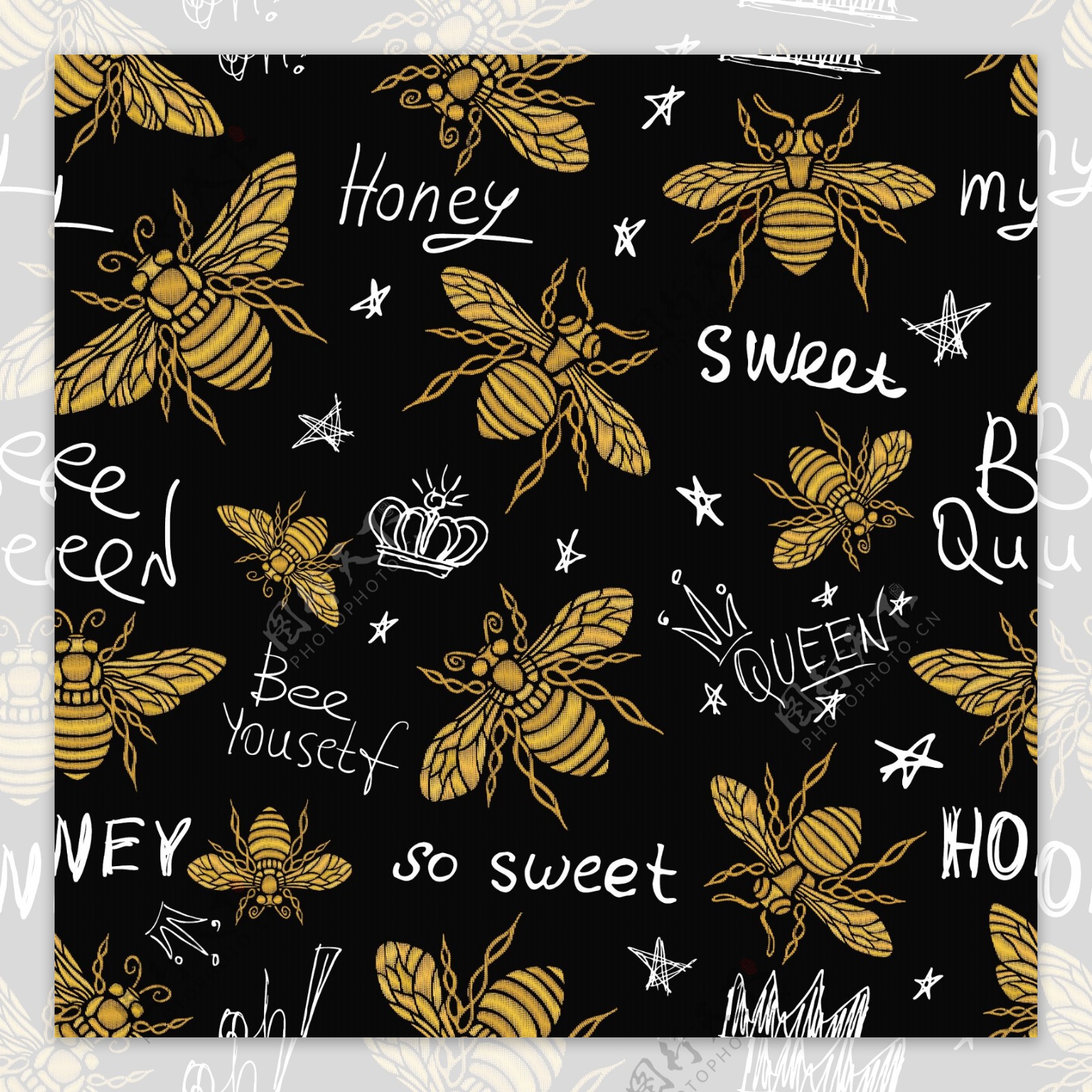 蜜蜂刺绣图案