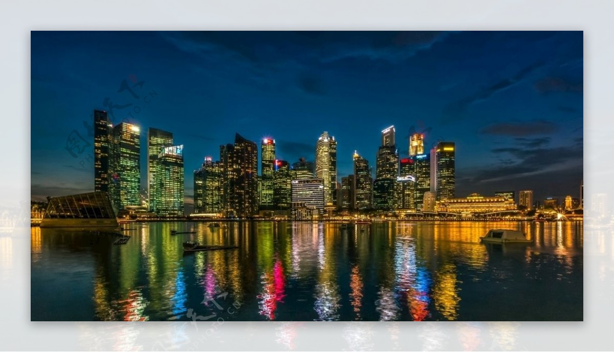 新加坡摩天大楼城市夜景