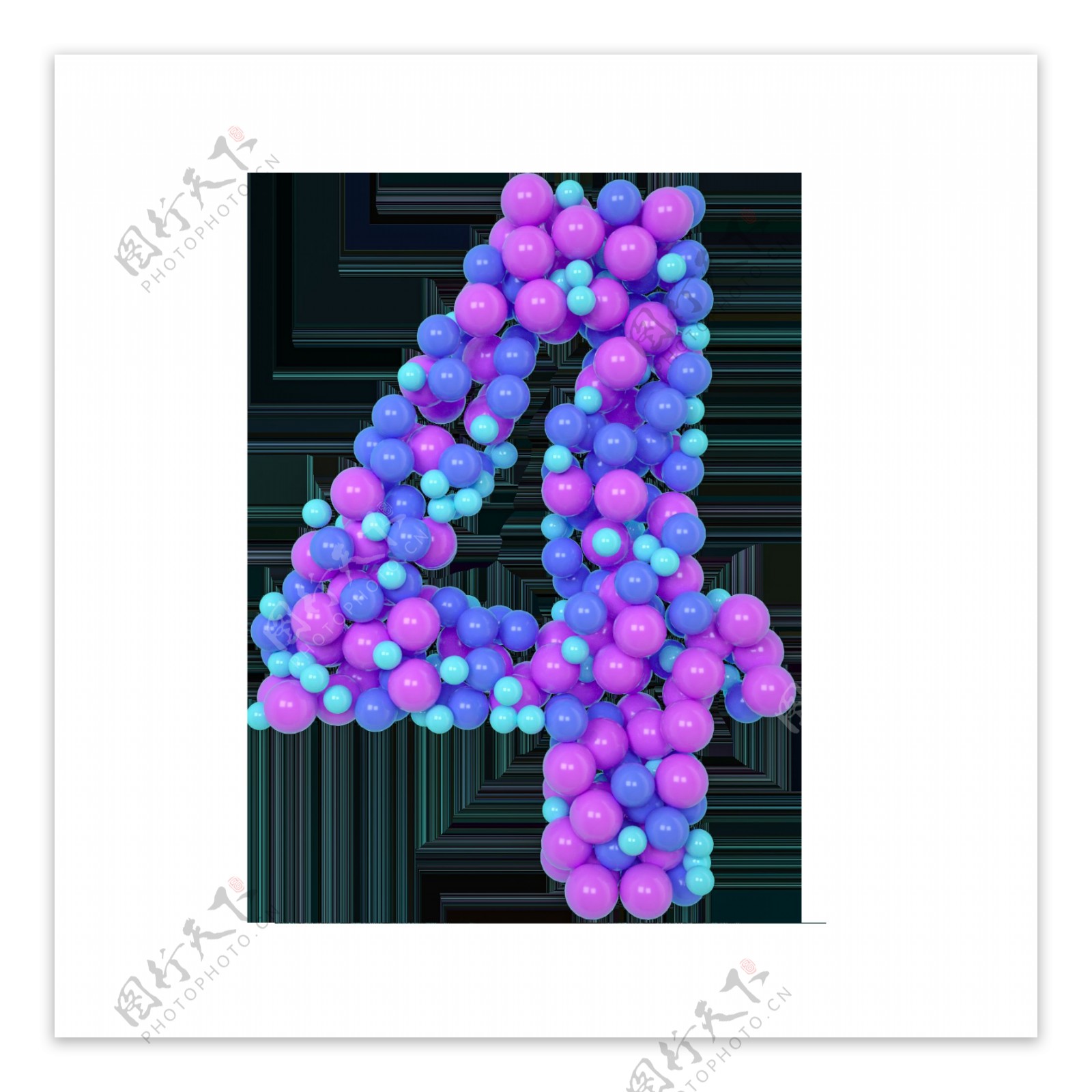 紫色气球阿拉伯数字4