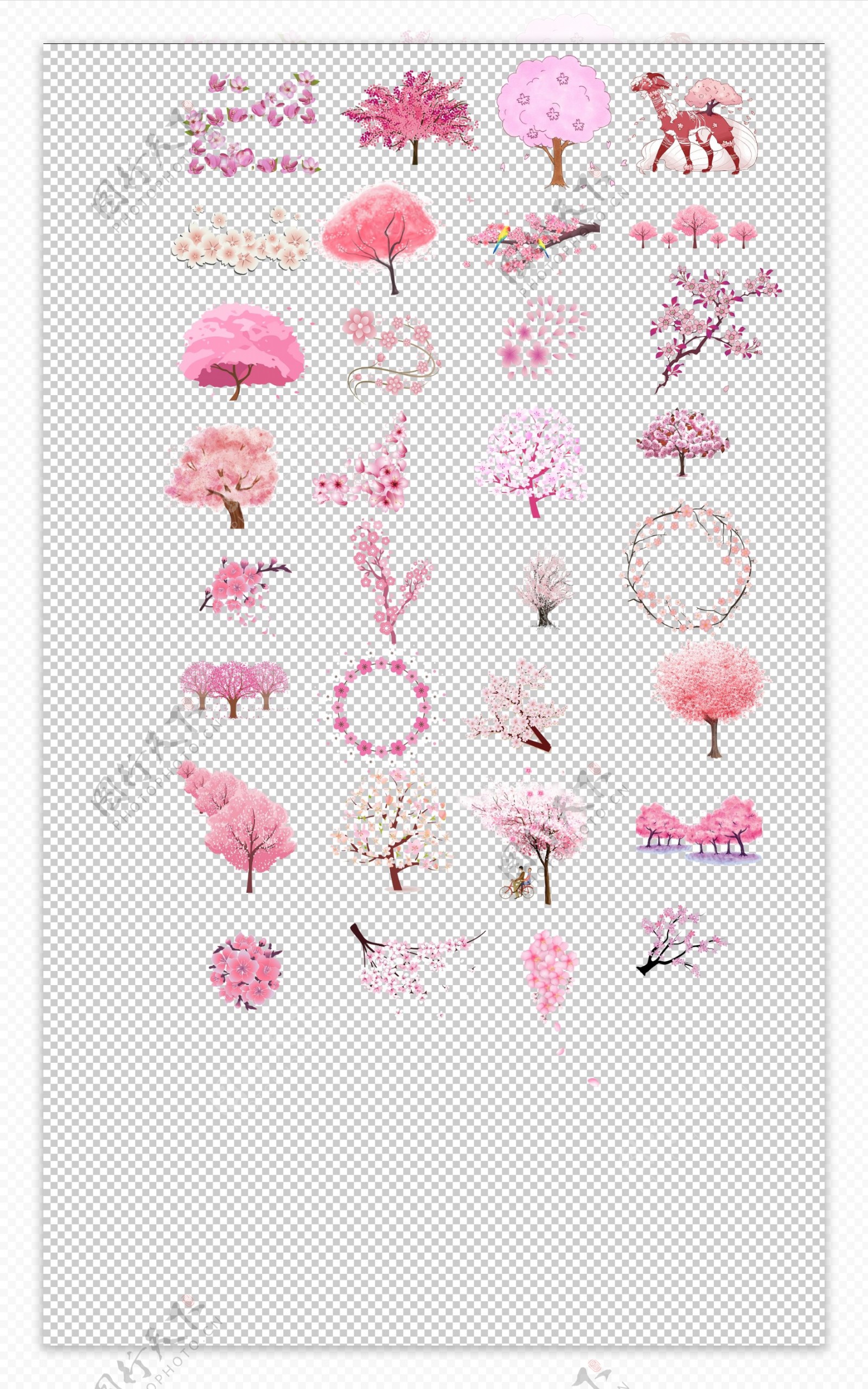 樱花树粉色梦幻樱花树花瓣素材