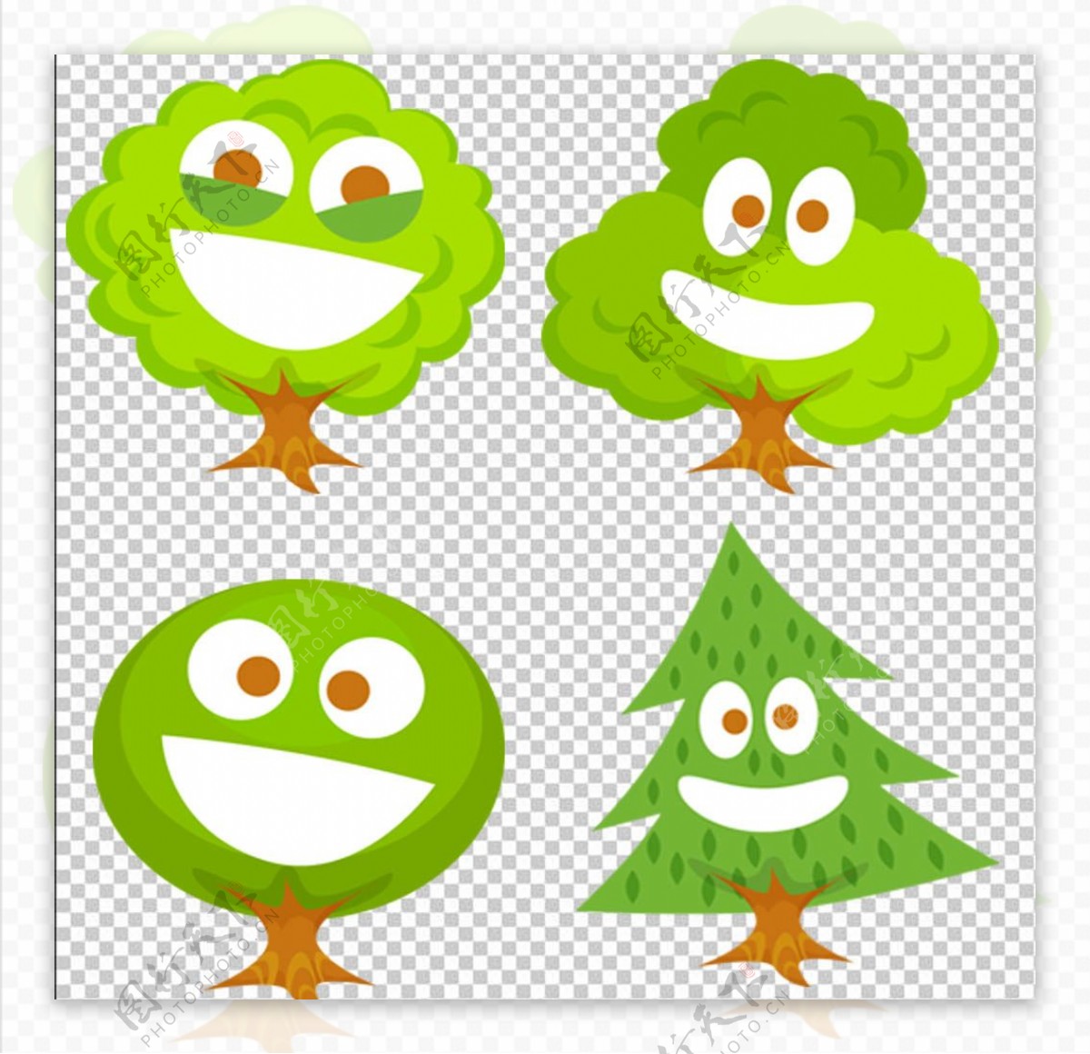 快乐的绿树PNG图透明背景免扣