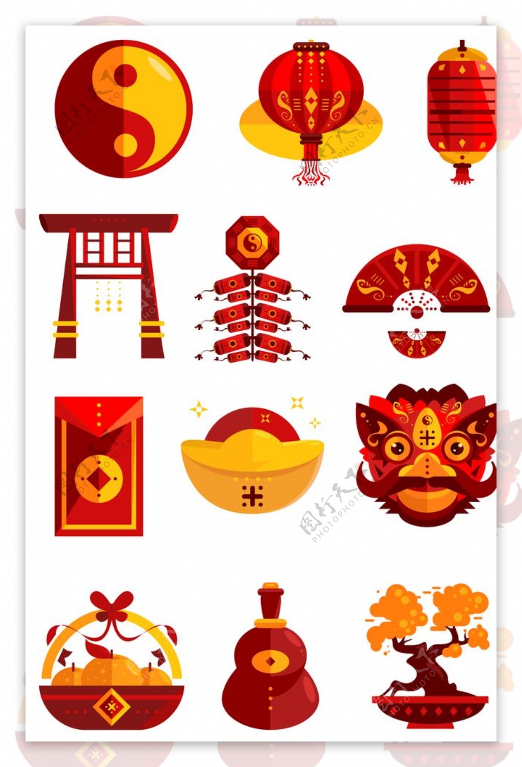 传统春节图标设计新年图标