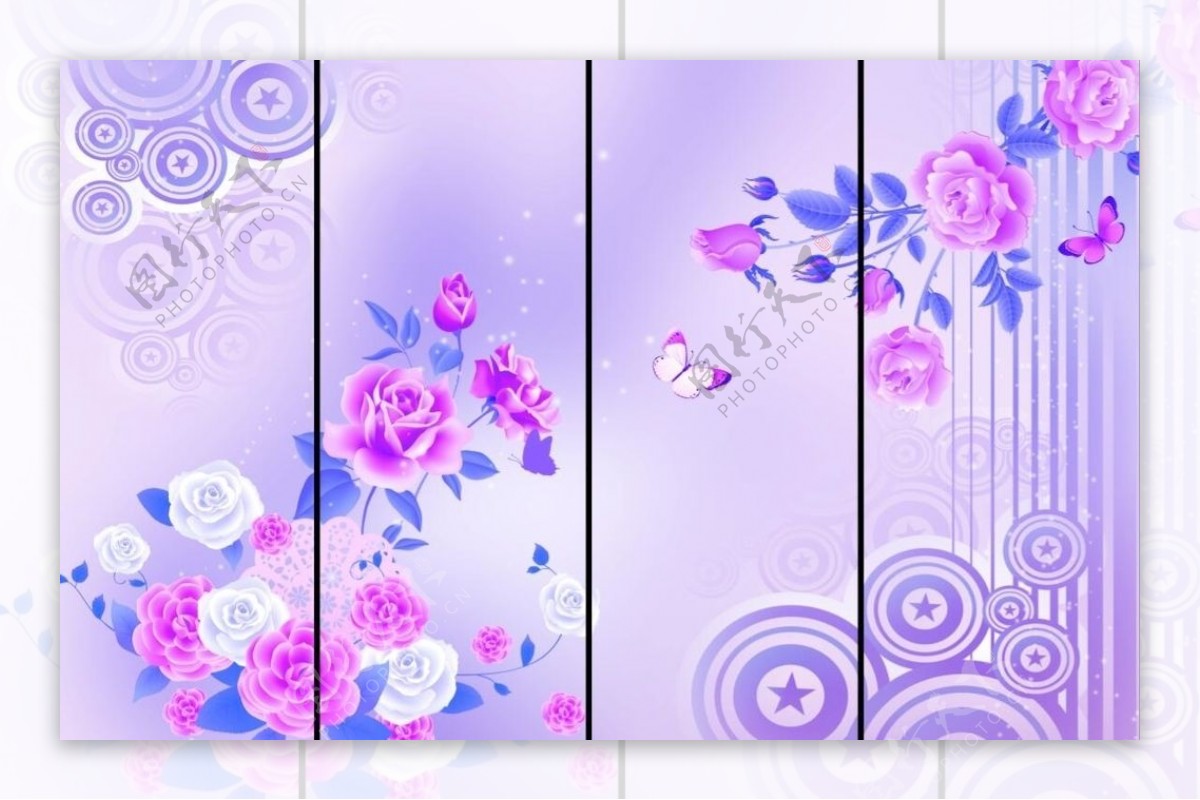 紫色花朵移门图案