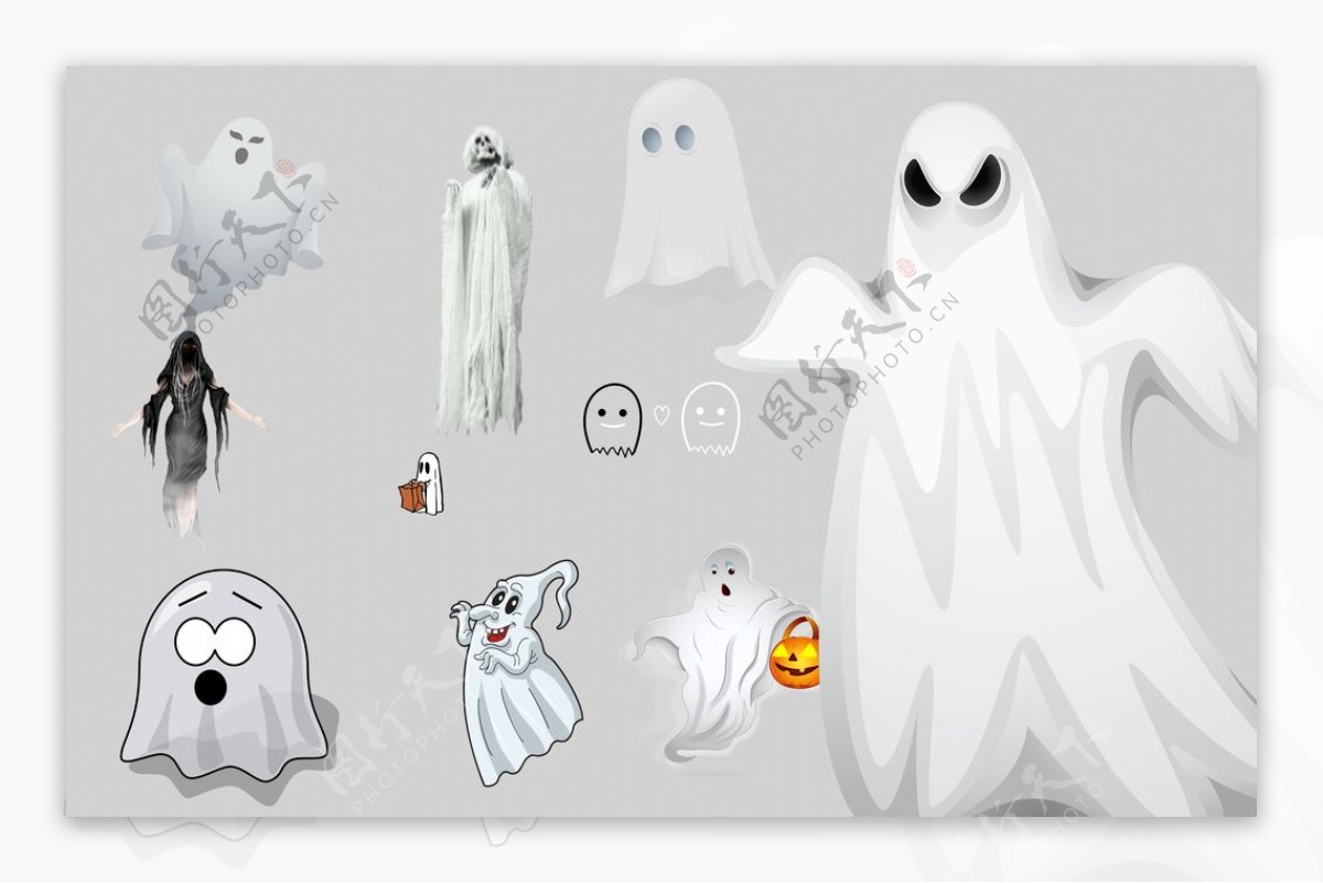 万圣节白色幽灵矢量图片素材免费下载 - 觅知网