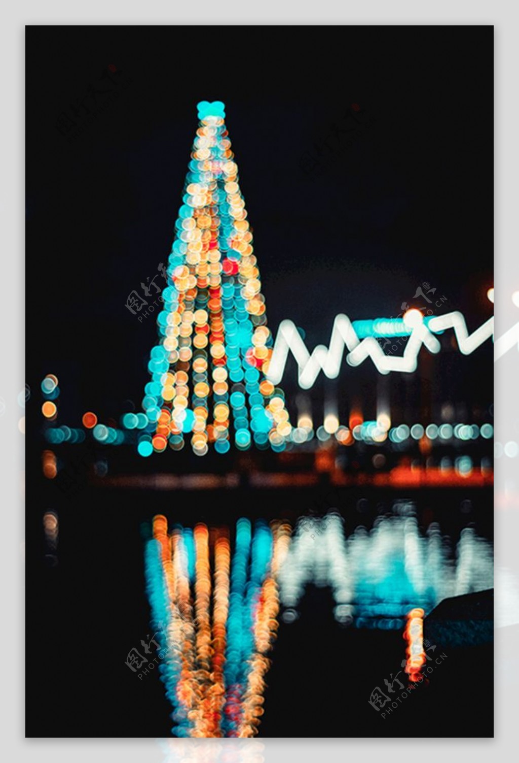 光圣诞树夜景灯光节日