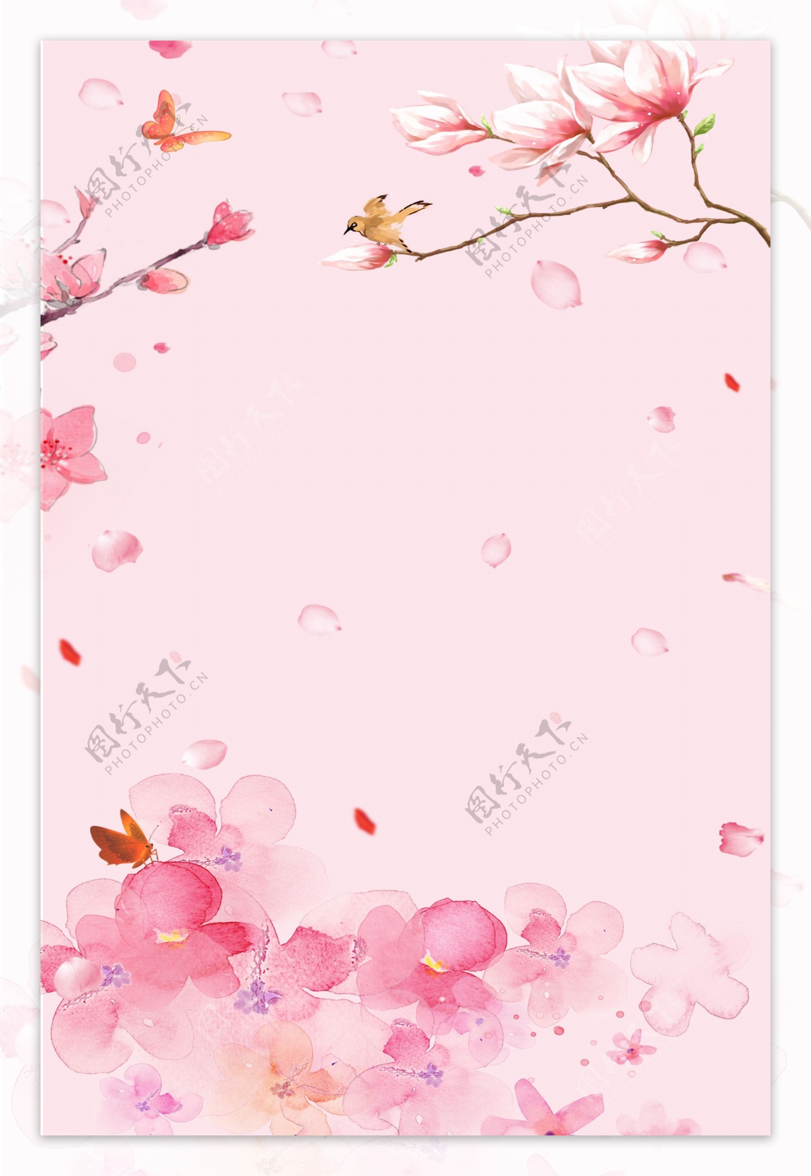 中式粉色海报背景