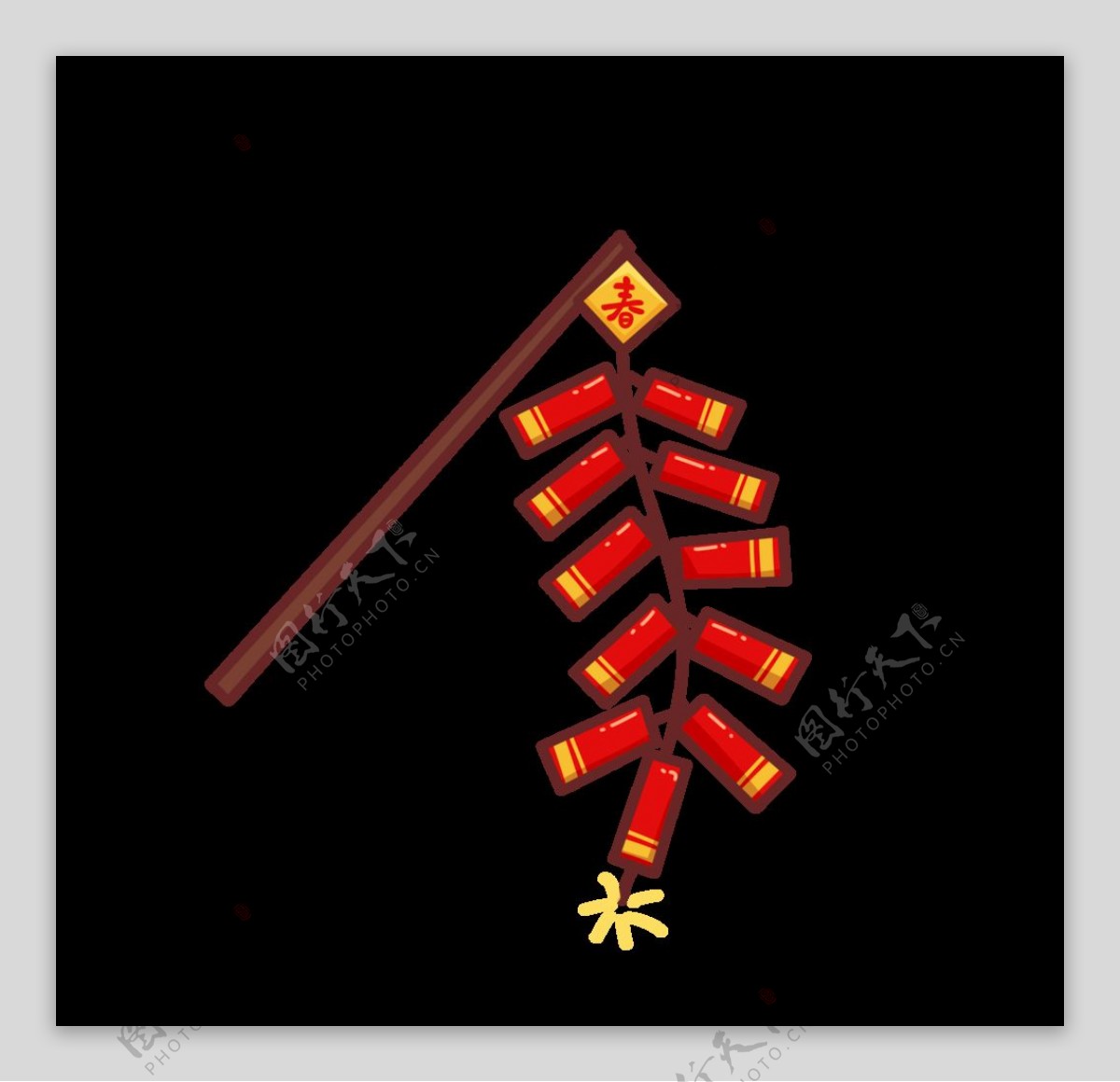 手绘卡通中国传统春节新春鞭炮元