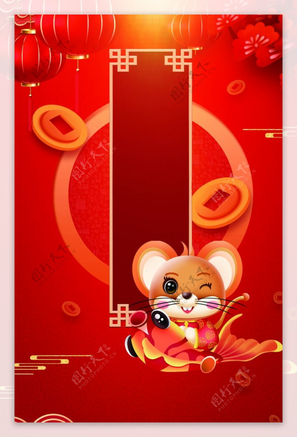 红色年货节春节背景图
