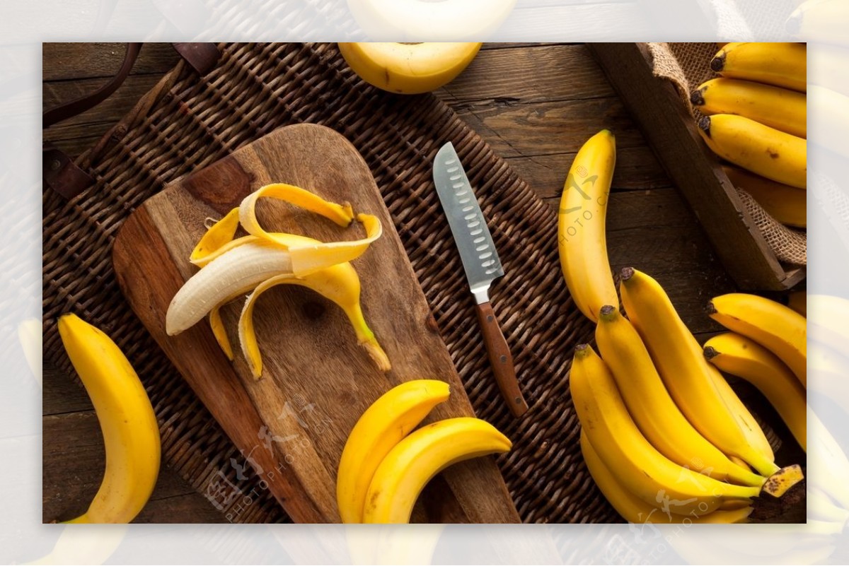 香蕉水果餐刀食物背景